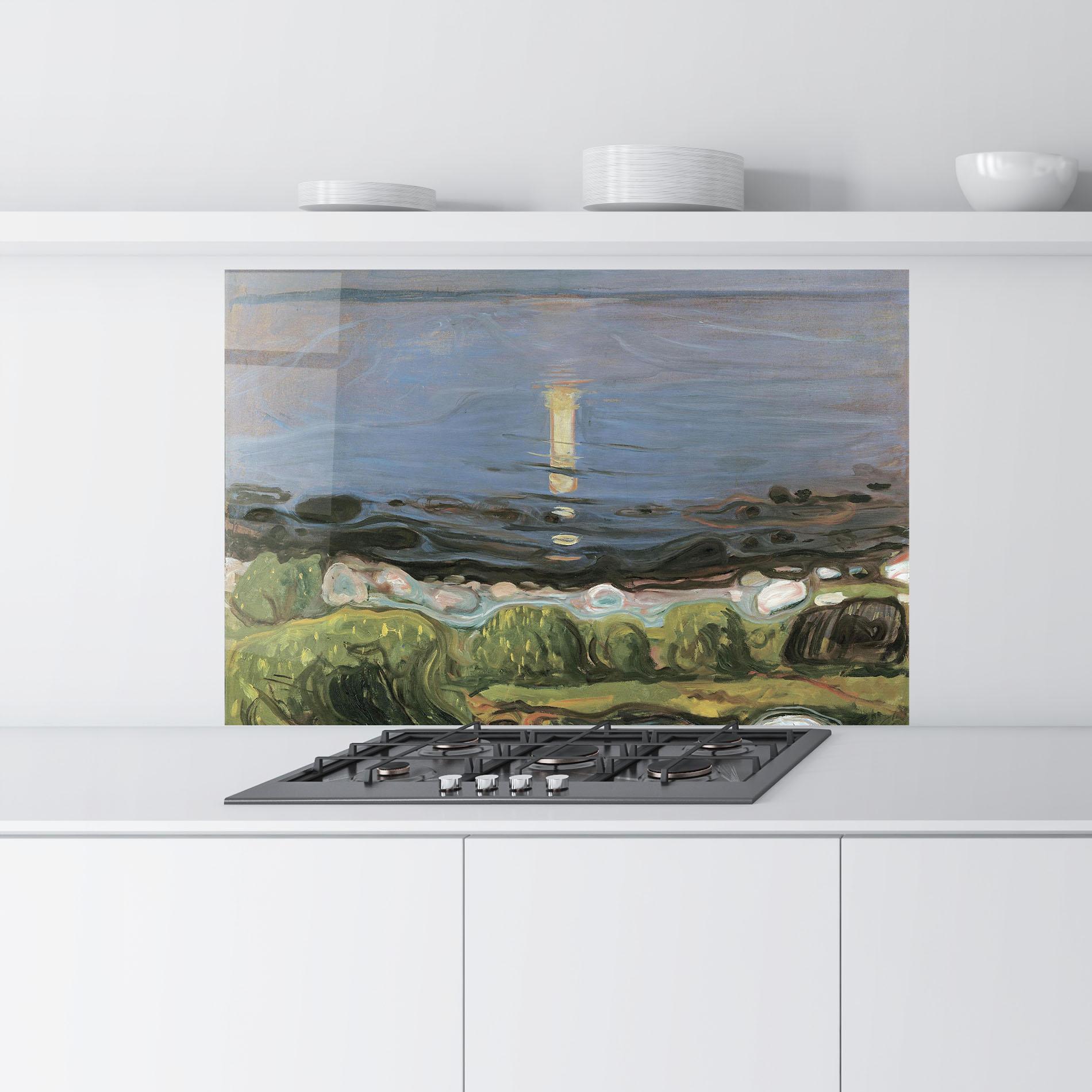 Panou Sticla Bucatarie Summer Night Beach mockup 9