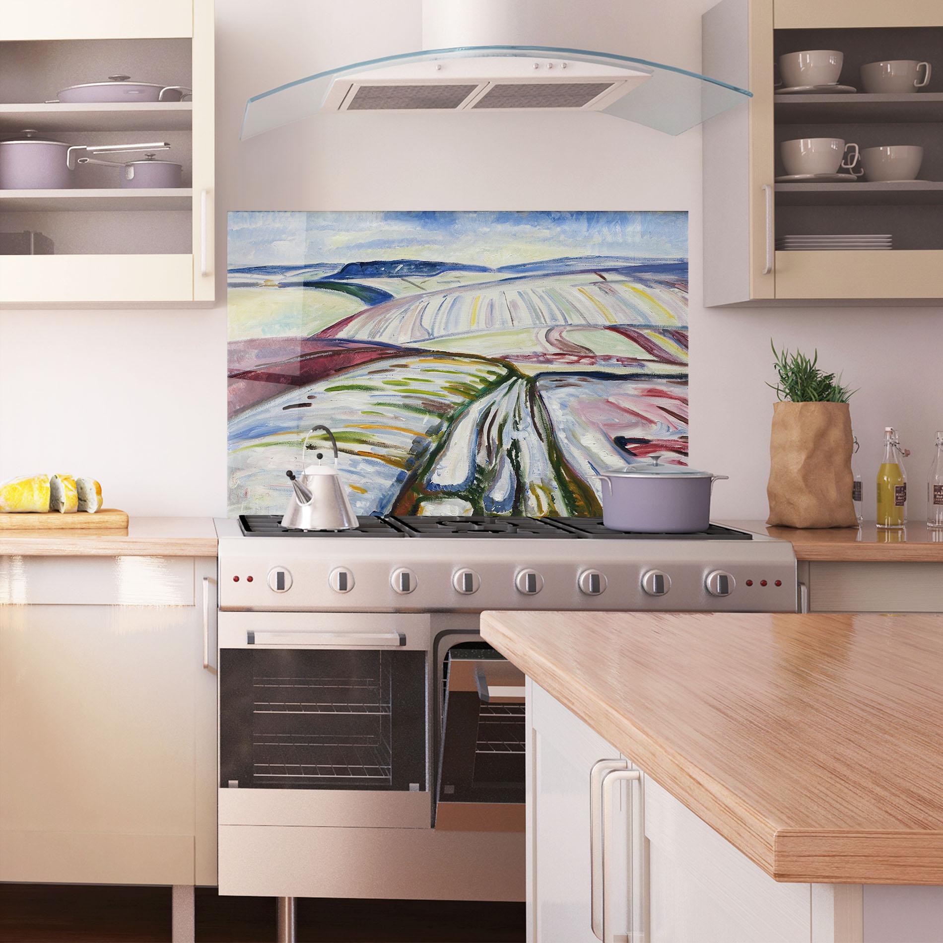 Panou Sticla Bucatarie Field In Snow mockup 1