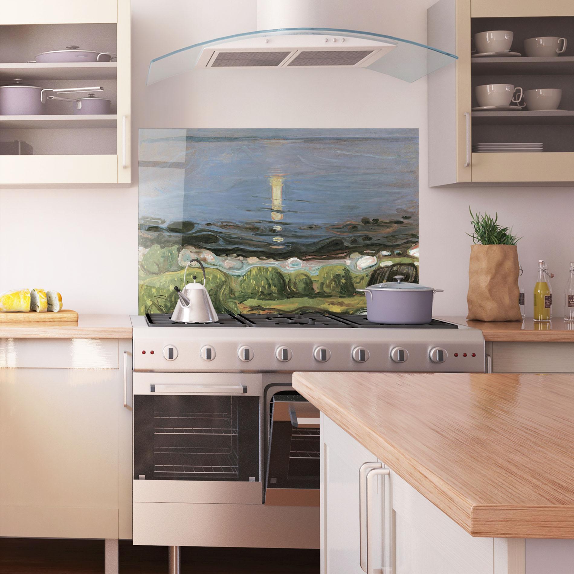 Panou Sticla Bucatarie Summer Night Beach mockup 1