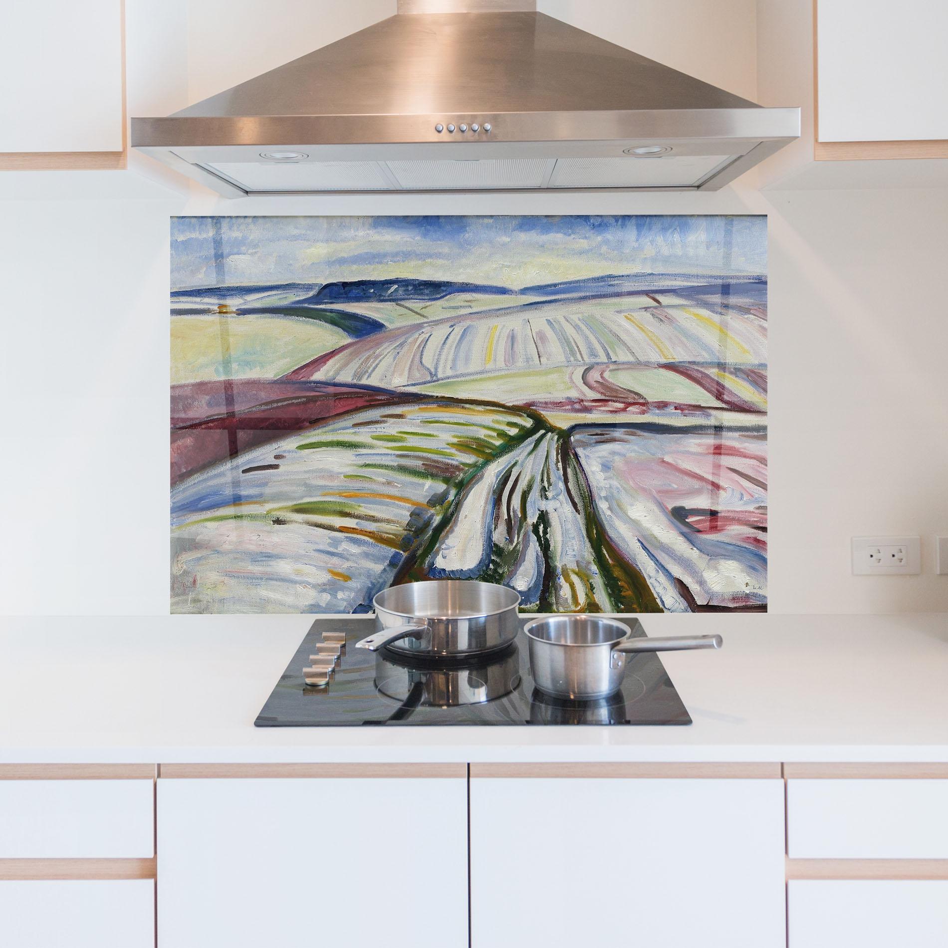 Panou Sticla Bucatarie Field In Snow mockup 5