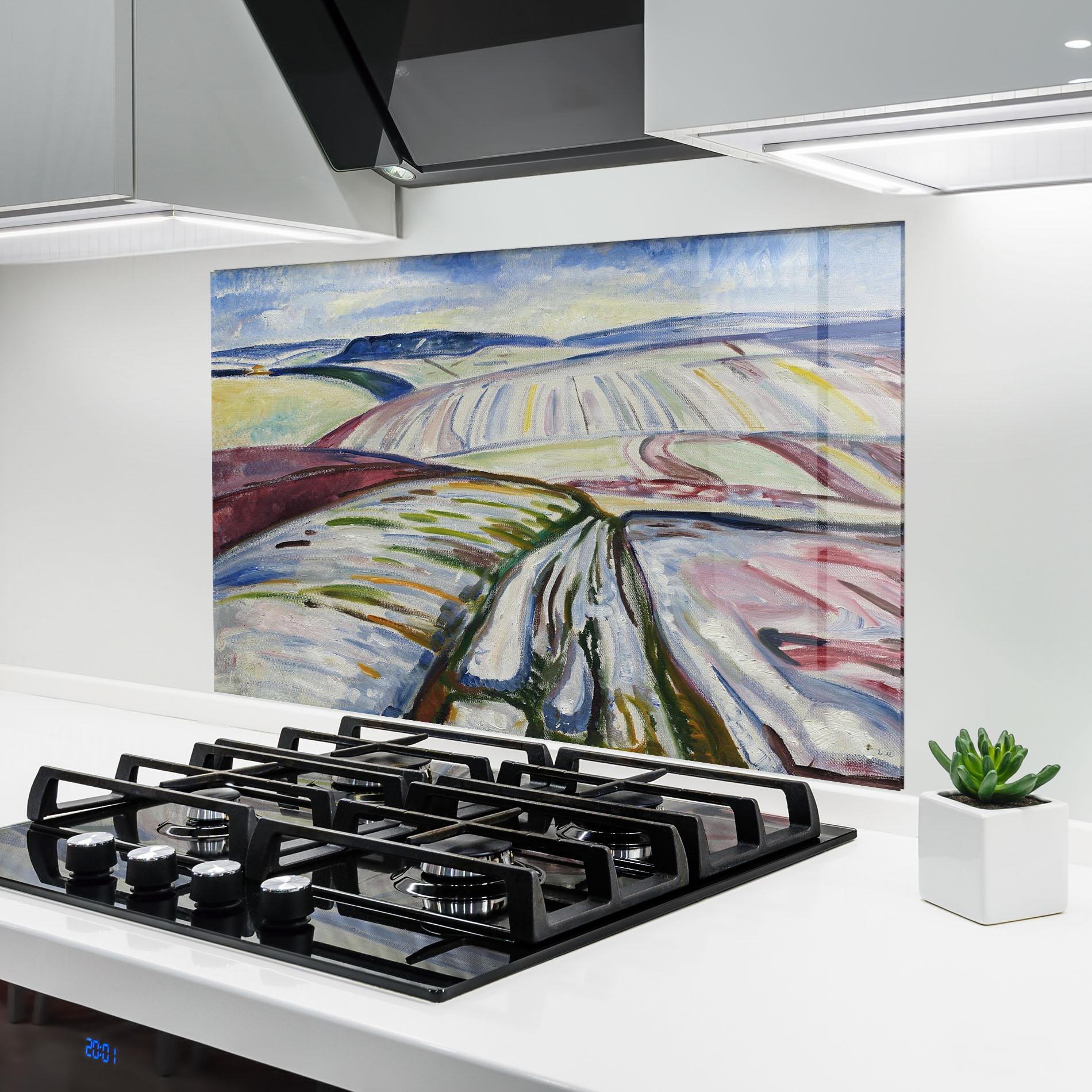 Panou Sticla Bucatarie Field In Snow mockup 6