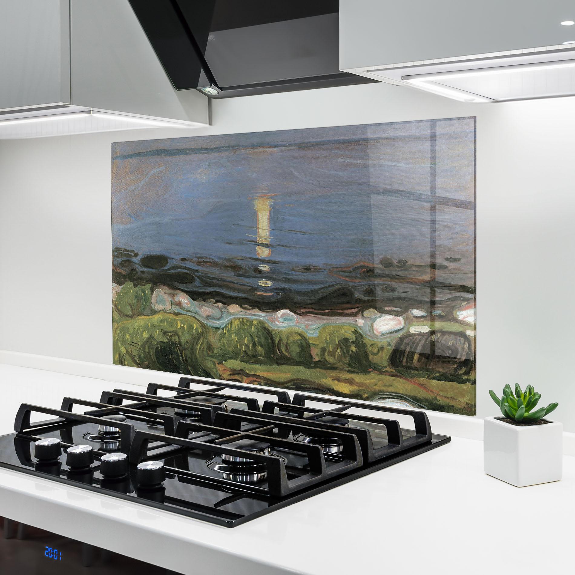 Panou Sticla Bucatarie Summer Night Beach mockup 6