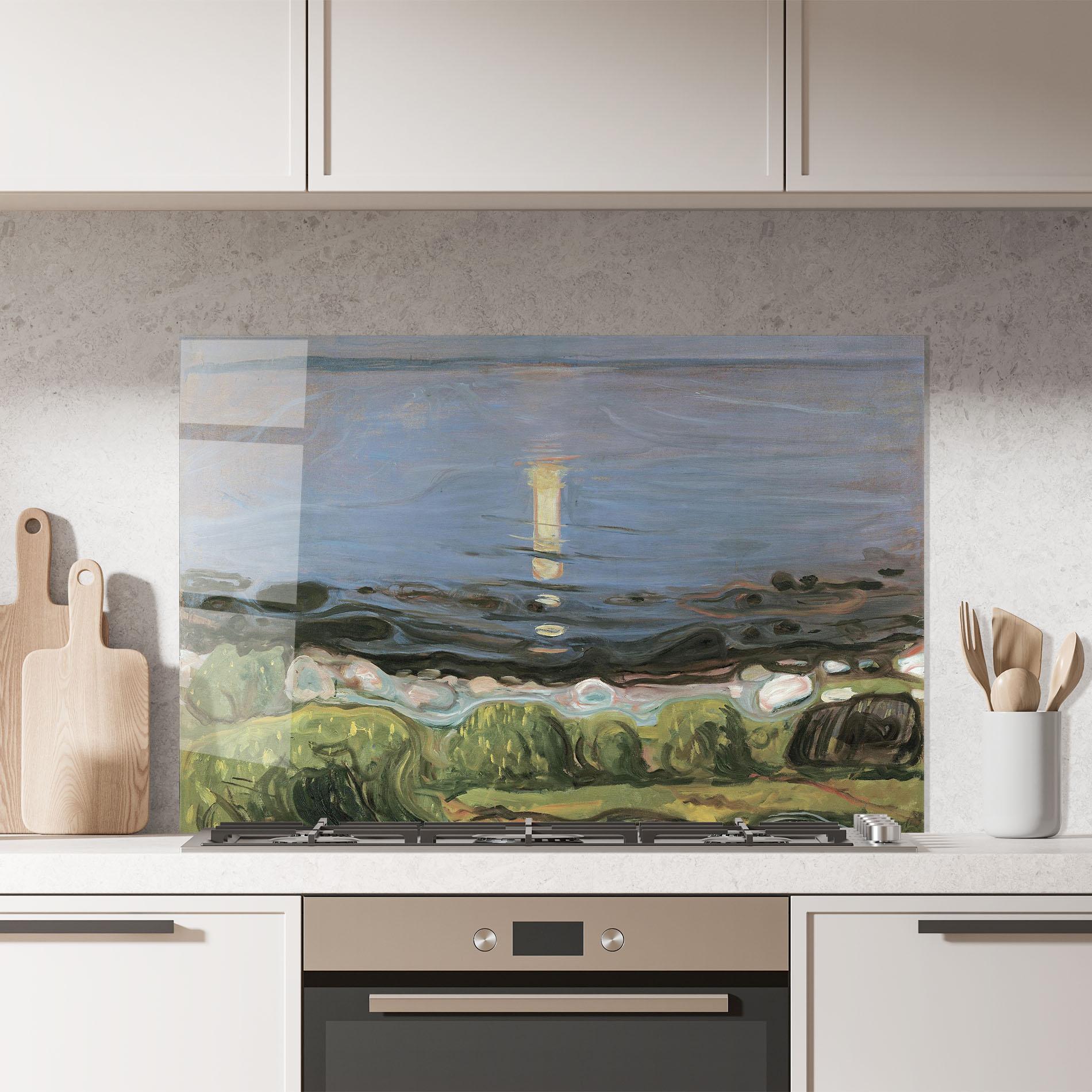 Panou Sticla Bucatarie Summer Night Beach mockup 7