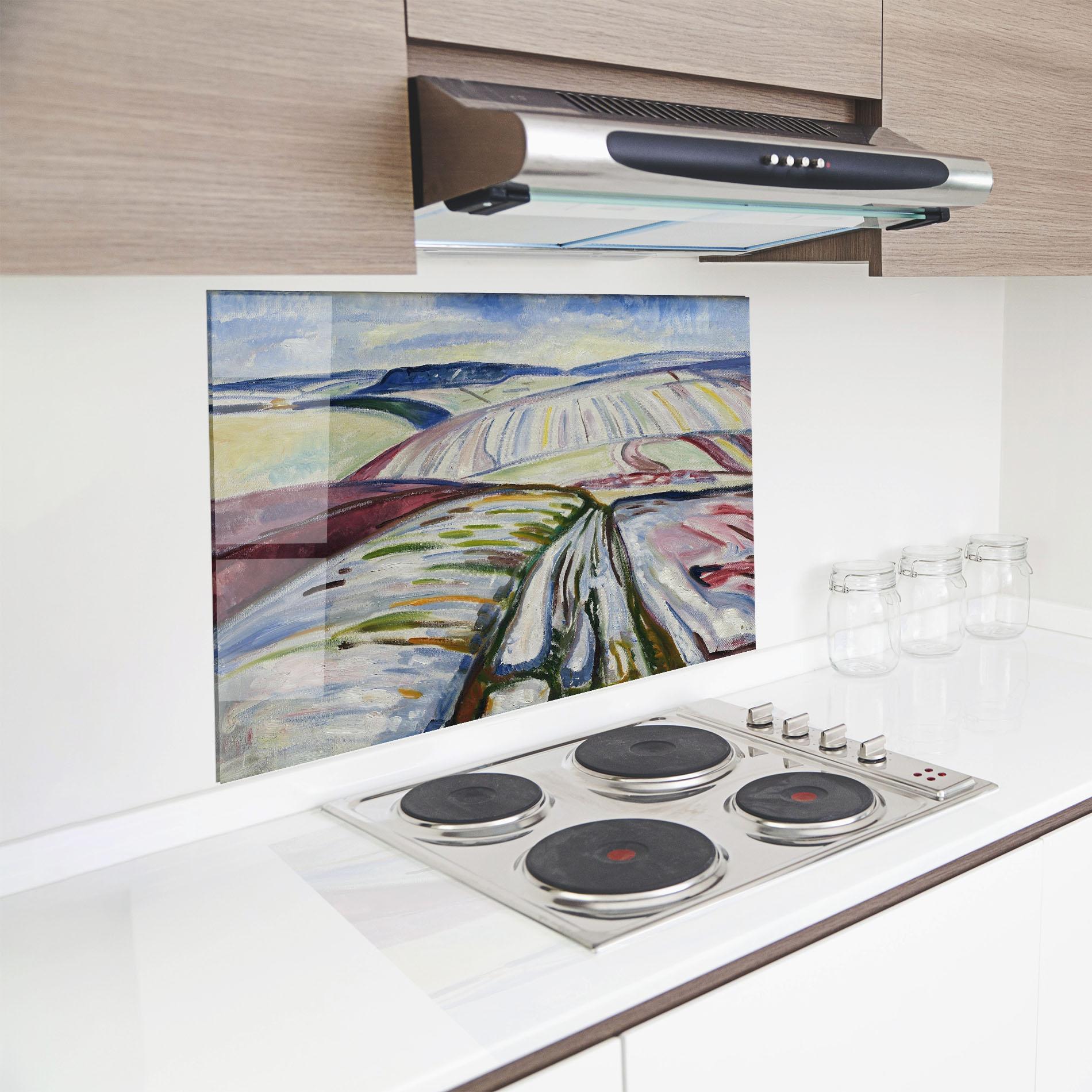 Panou Sticla Bucatarie Field In Snow mockup 8