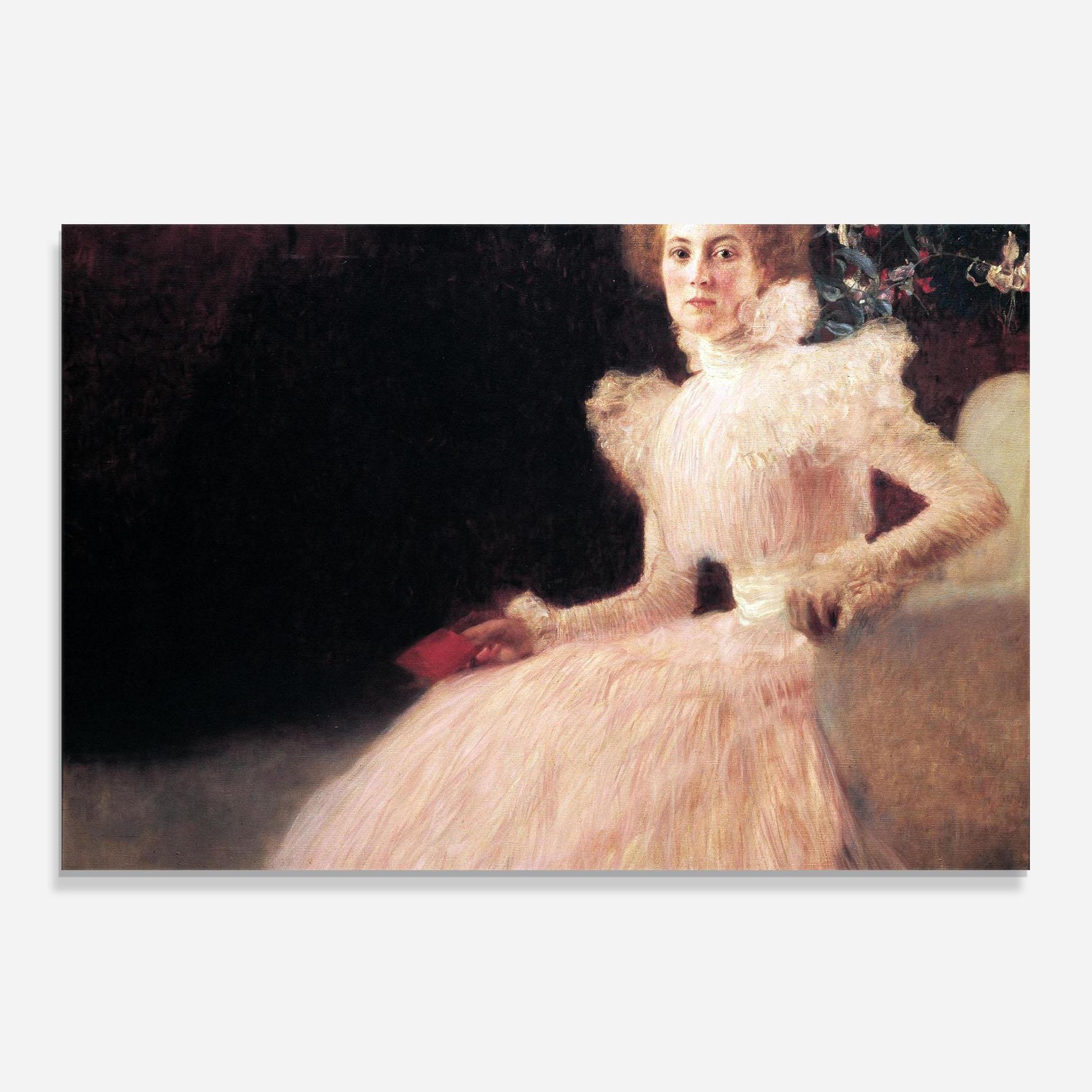 Panou Sticla Bucatarie Gustav Klimt Pink Dress mockup 0