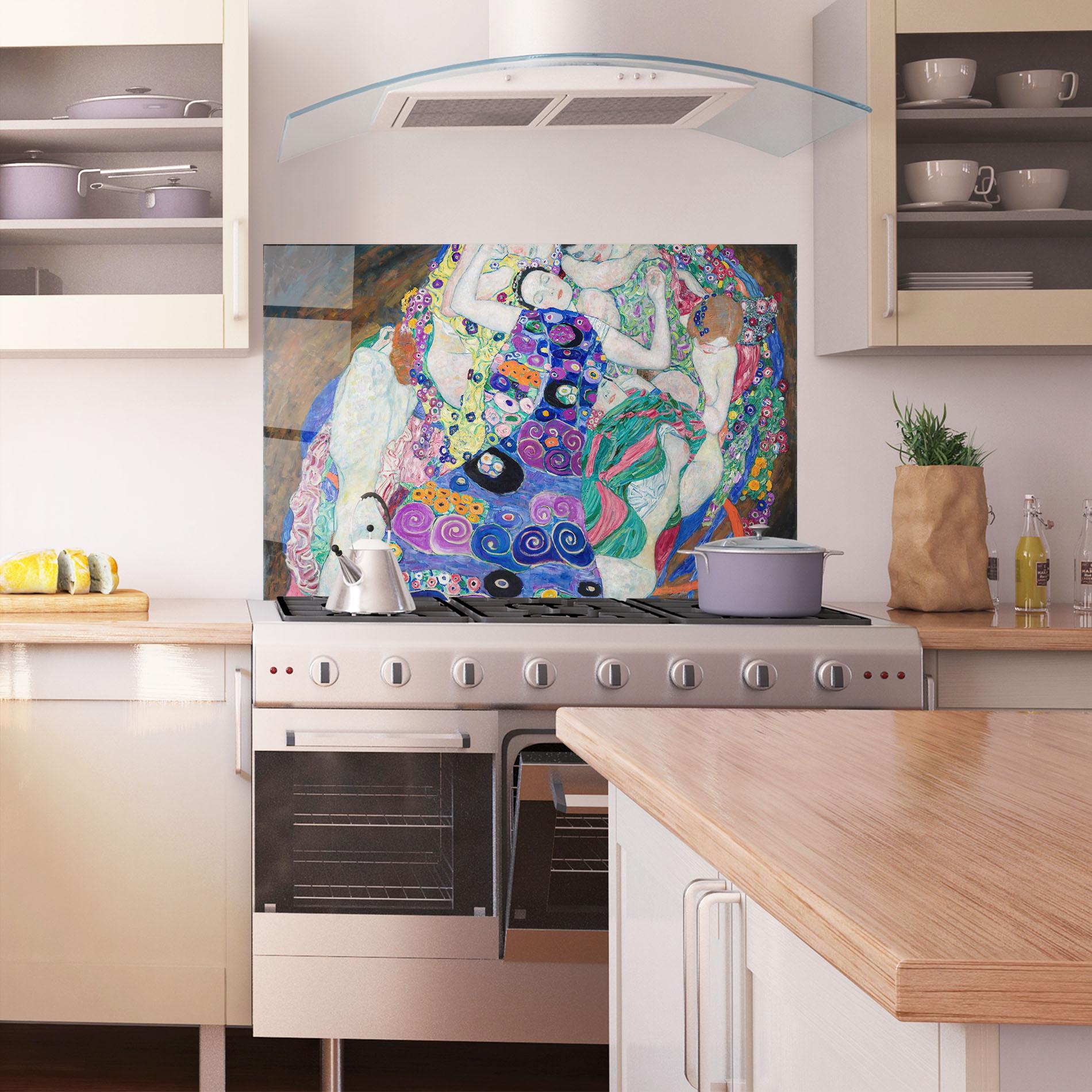 Panou Sticla Bucatarie Klimt Die Jungfrau mockup 1