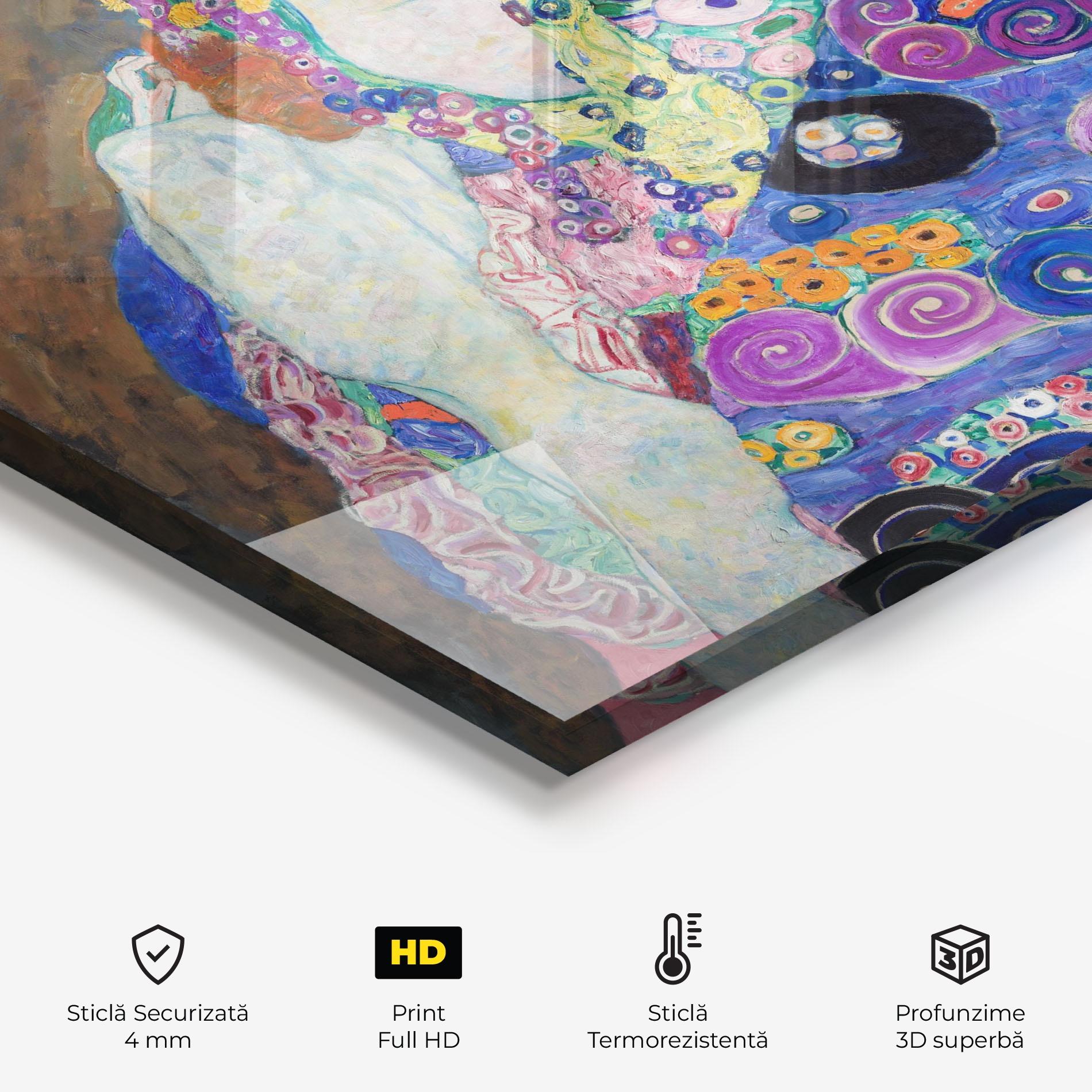 Panou Sticla Bucatarie Klimt Die Jungfrau mockup 2