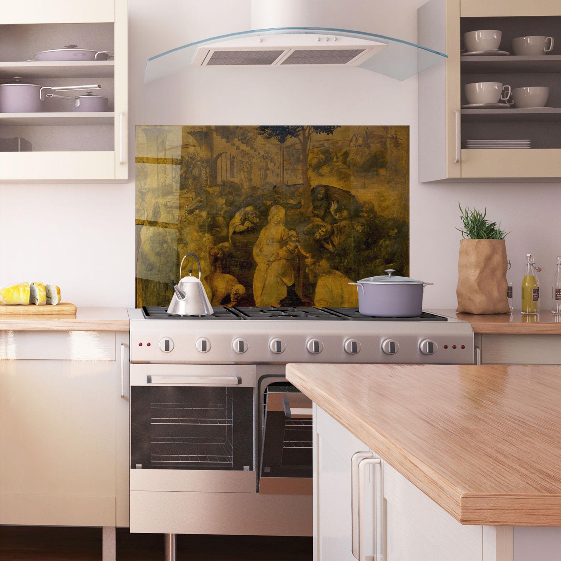 Panou Sticla Bucatarie Leonardo Da Vinci Adorazione Dei Magi mockup 1