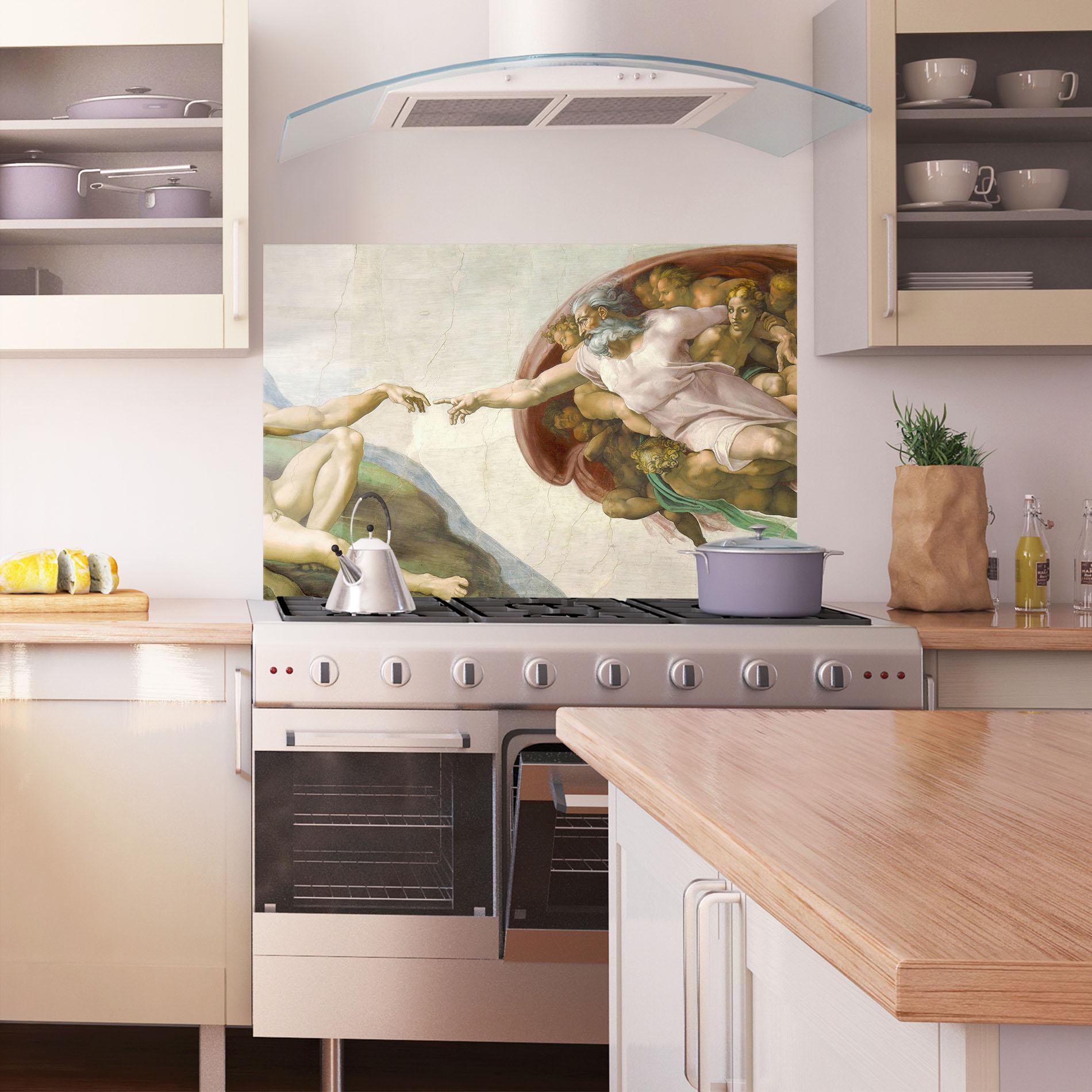 Panou Sticla Bucatarie The Creation Of Adam mockup 1