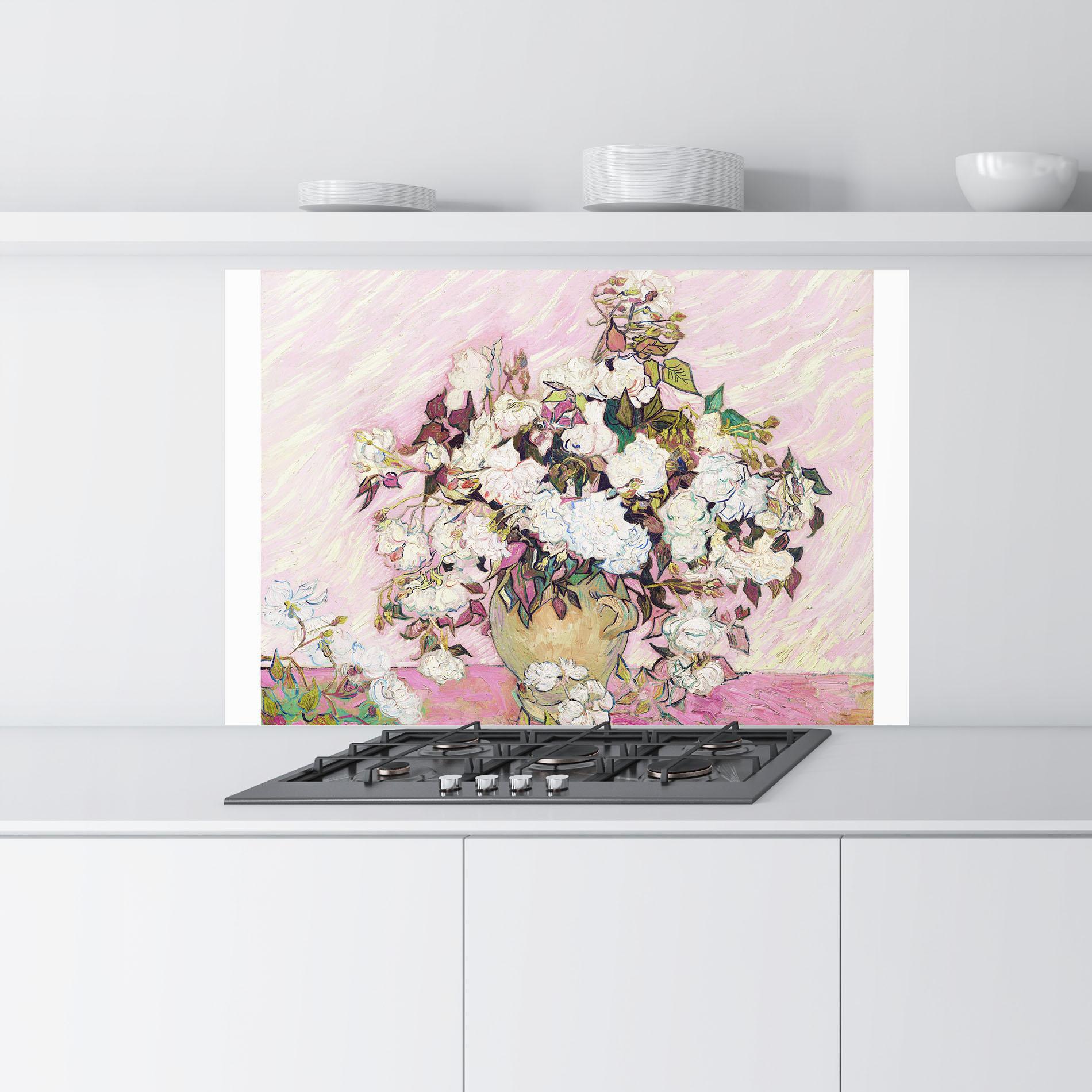 Panou Sticla Bucatarie Gogh Flower Painting mockup 9
