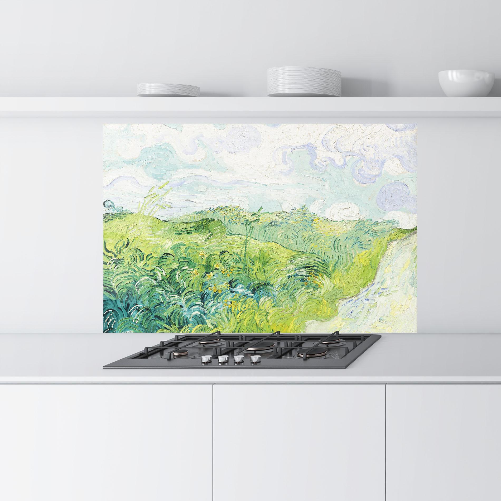 Panou Sticla Bucatarie Green Wheat Fields mockup 9