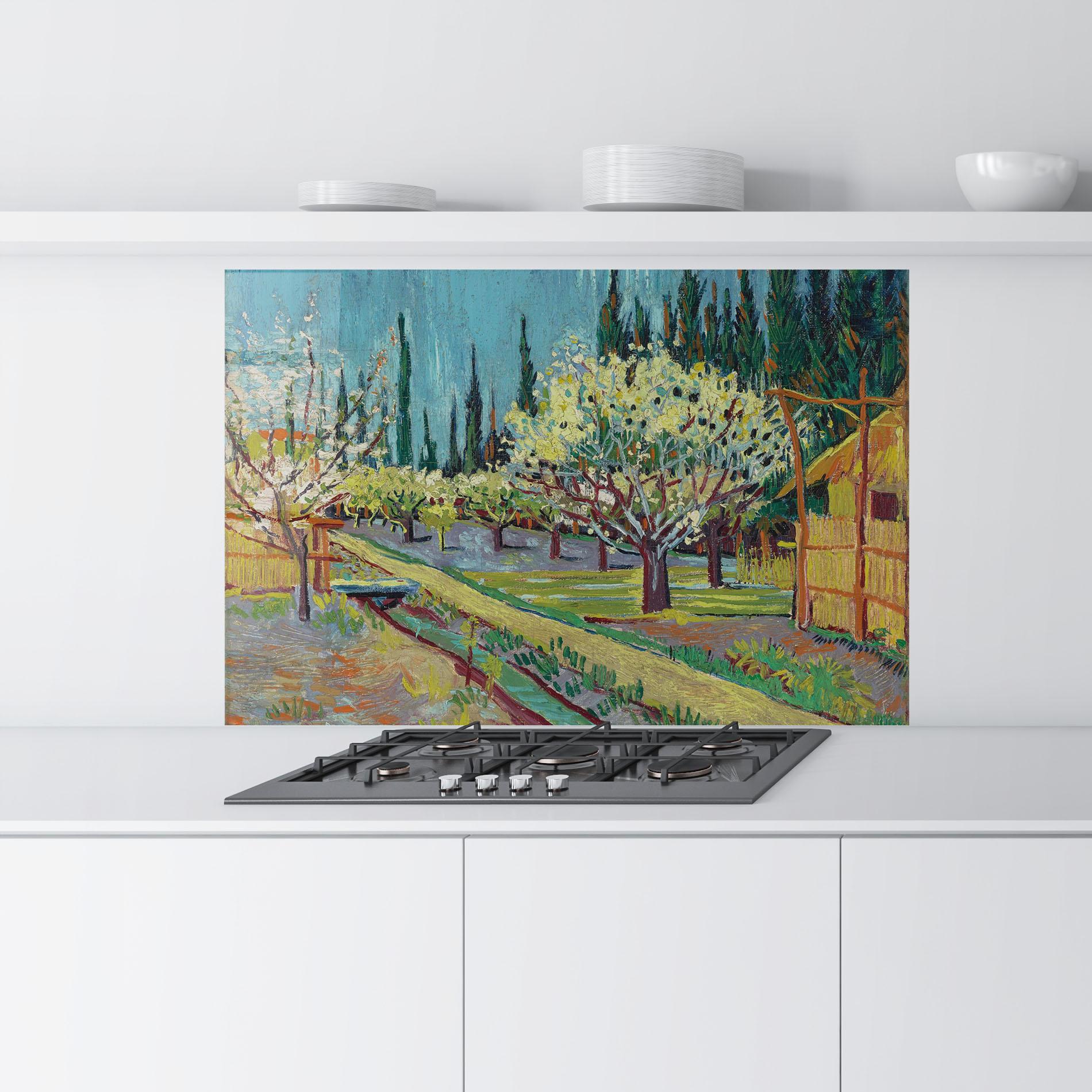 Panou Sticla Bucatarie Orchard Bordered Cypresse mockup 9