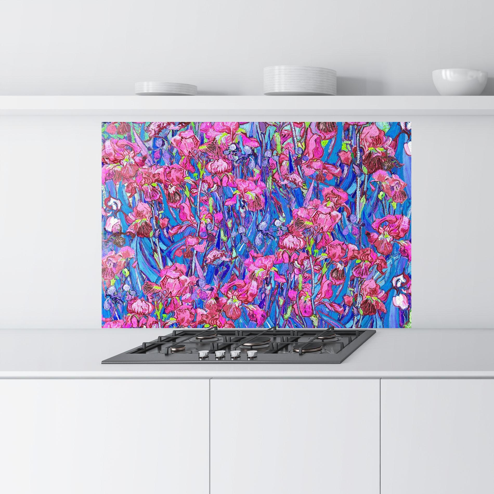 Panou Sticla Bucatarie Van Gogh Irises mockup 9