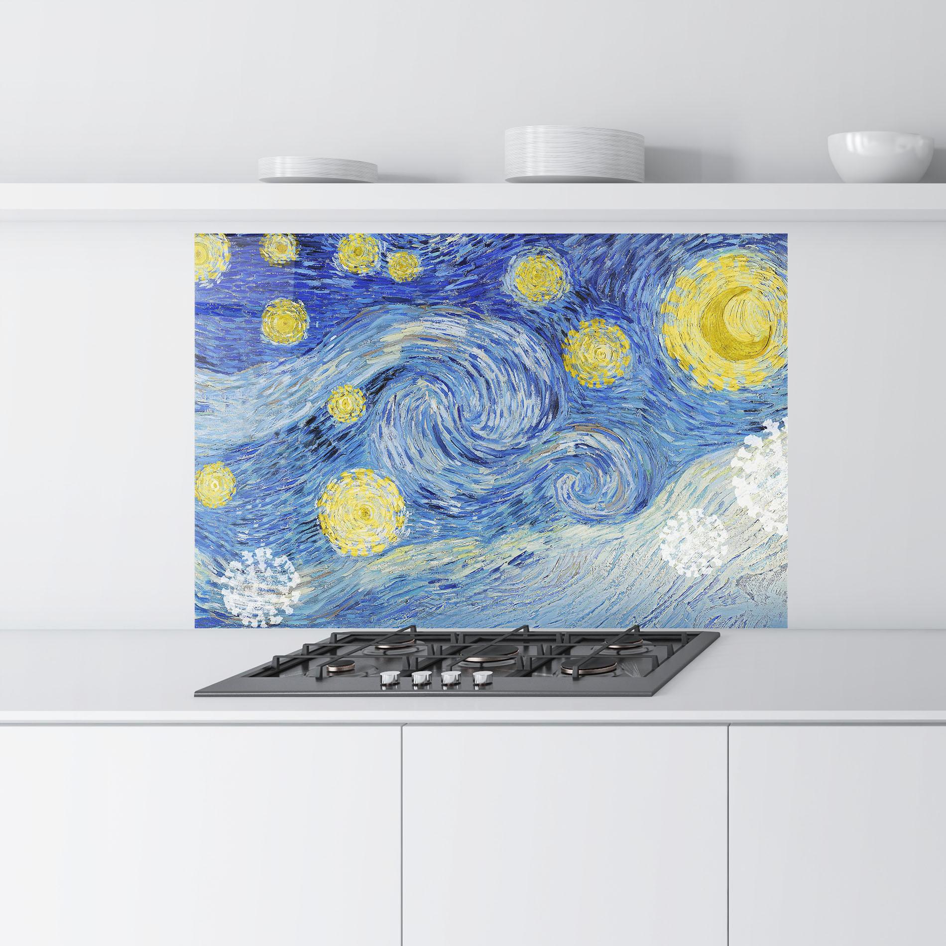 Panou Sticla Bucatarie Van Gogh Starry Night mockup 9