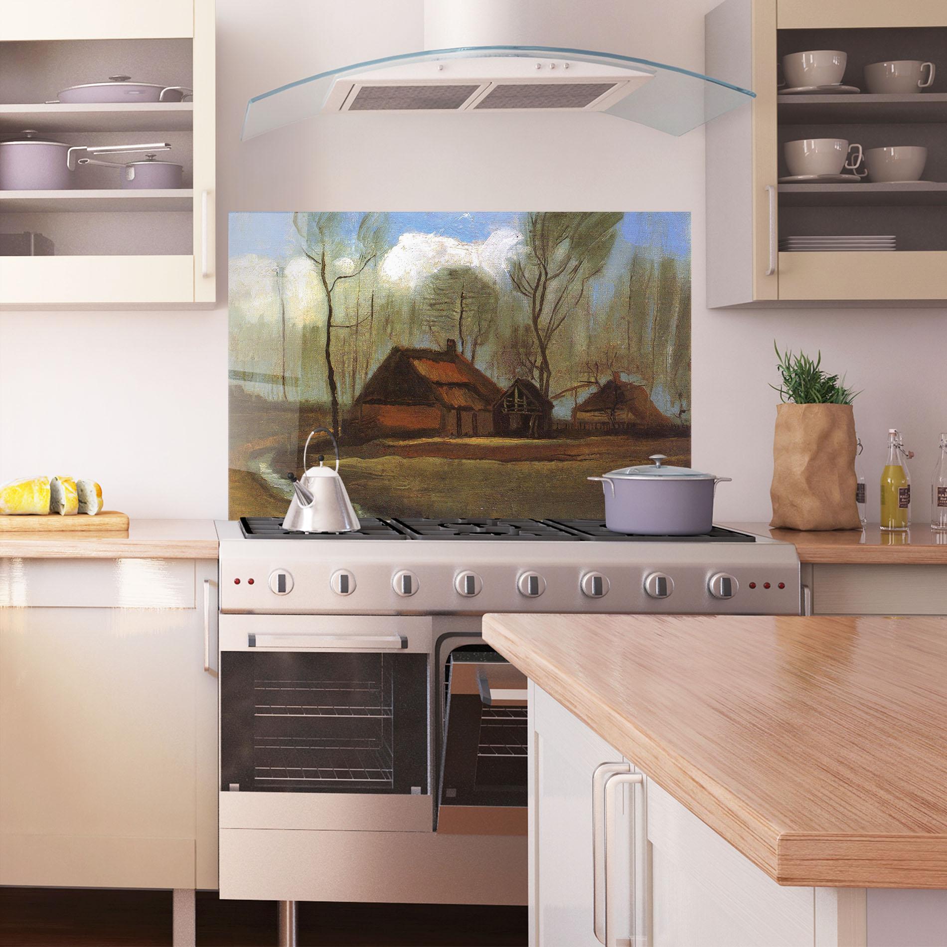 Panou Sticla Bucatarie Farmhouses Among Trees mockup 1