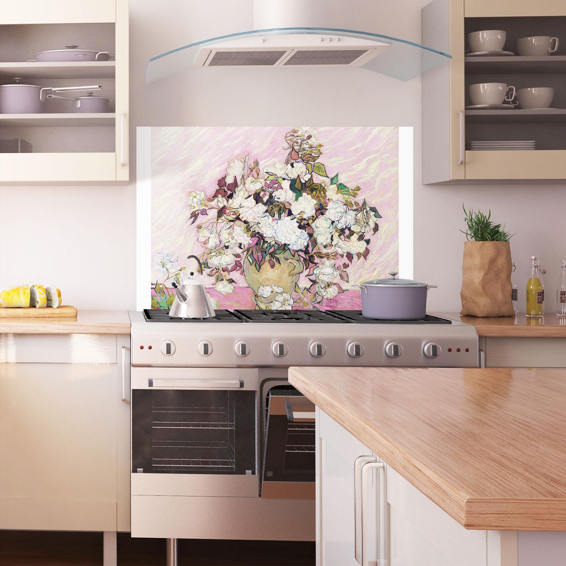 Panou Sticla Bucatarie Gogh Flower Painting mockup 1