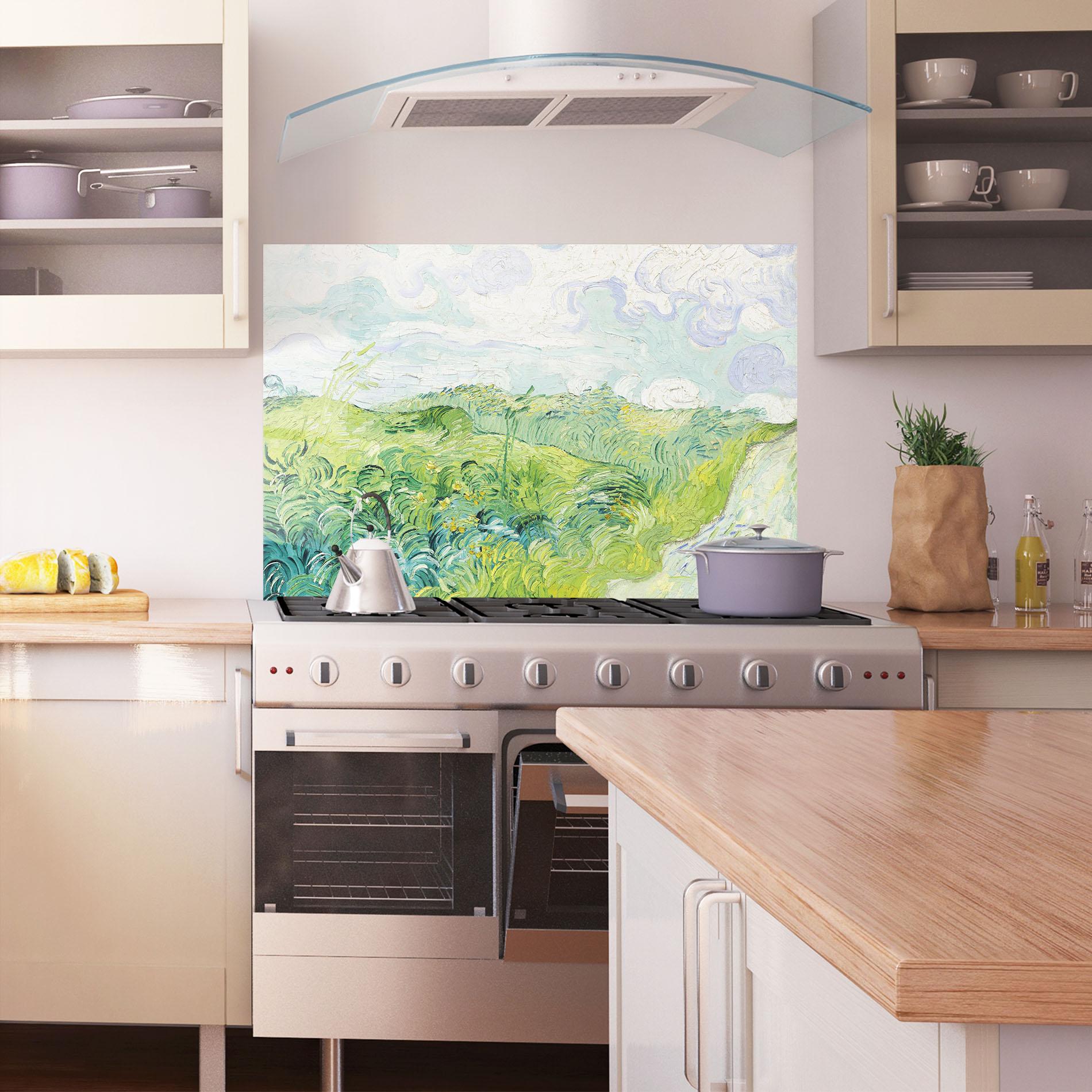 Panou Sticla Bucatarie Green Wheat Fields mockup 1