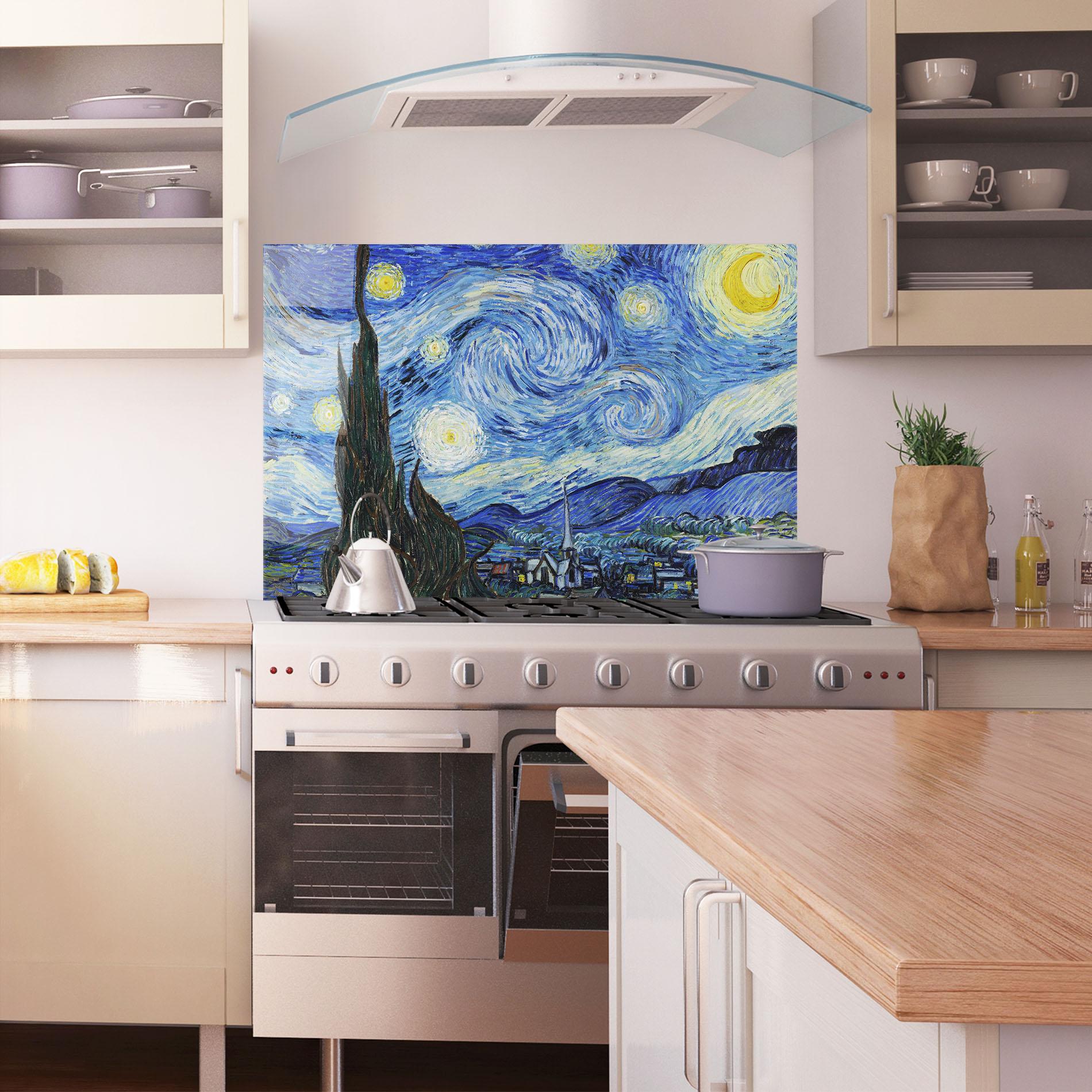 Panou Sticla Bucatarie The Starry Night mockup 1