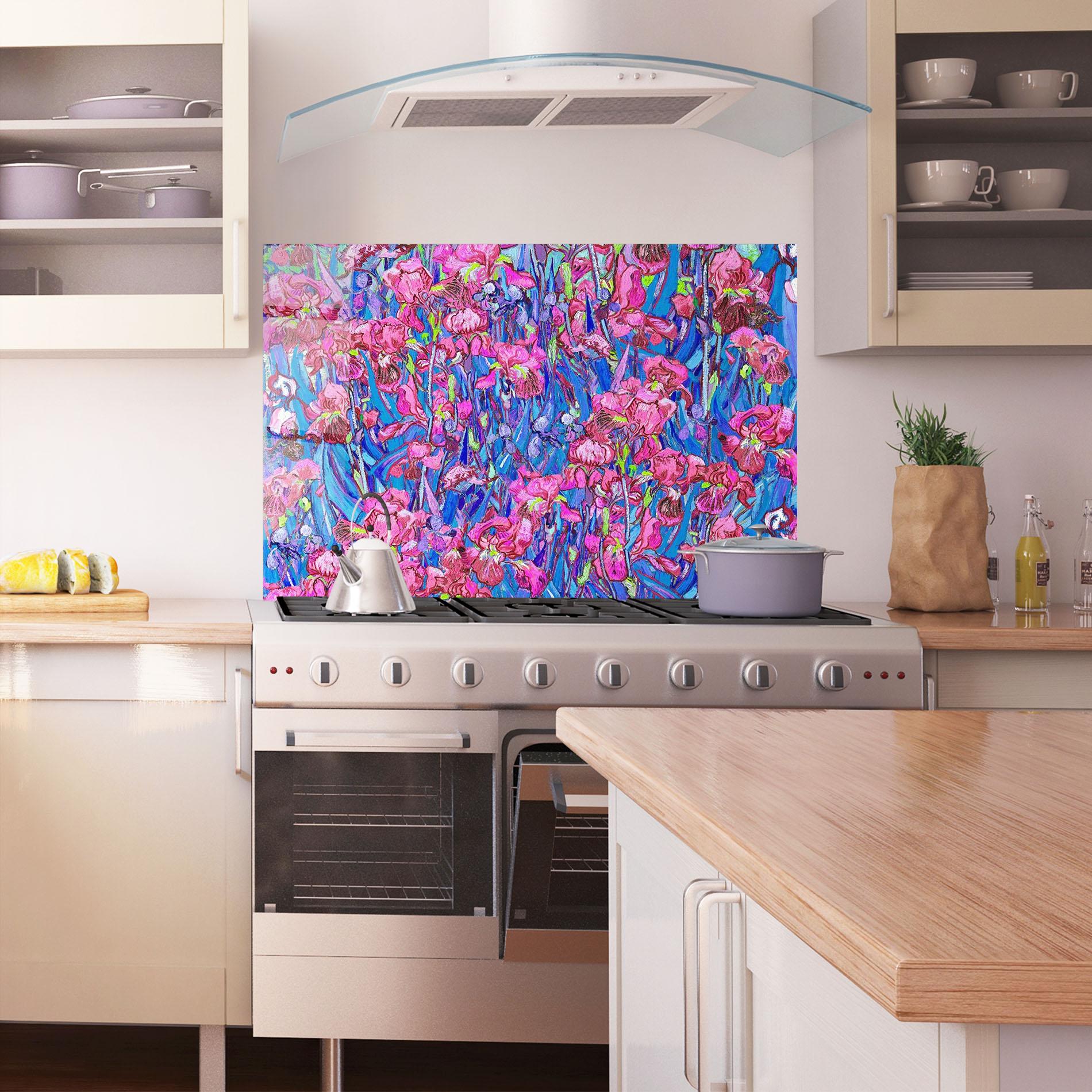 Panou Sticla Bucatarie Van Gogh Irises mockup 1