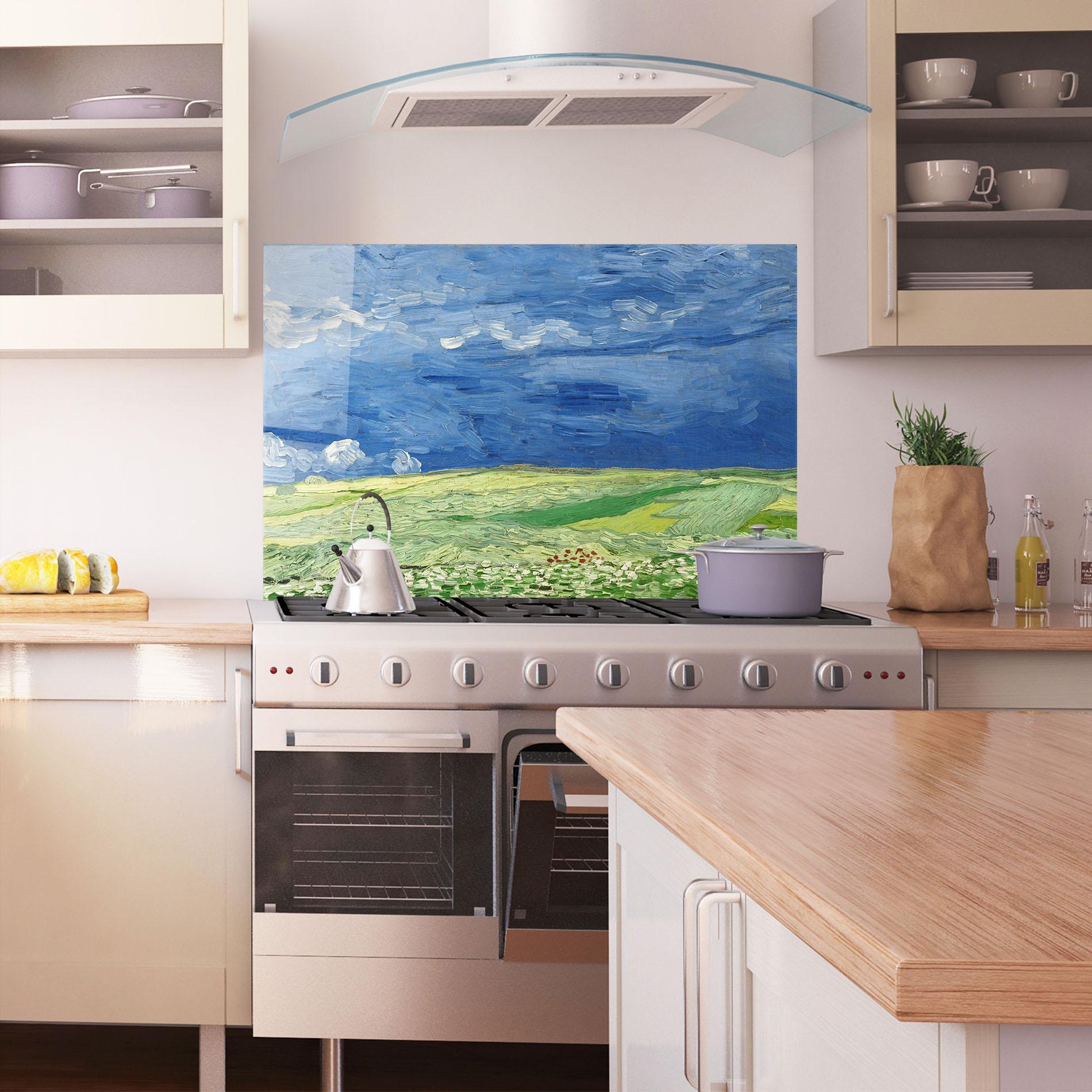 Panou Sticla Bucatarie Wheatfield Thunderclouds mockup 1