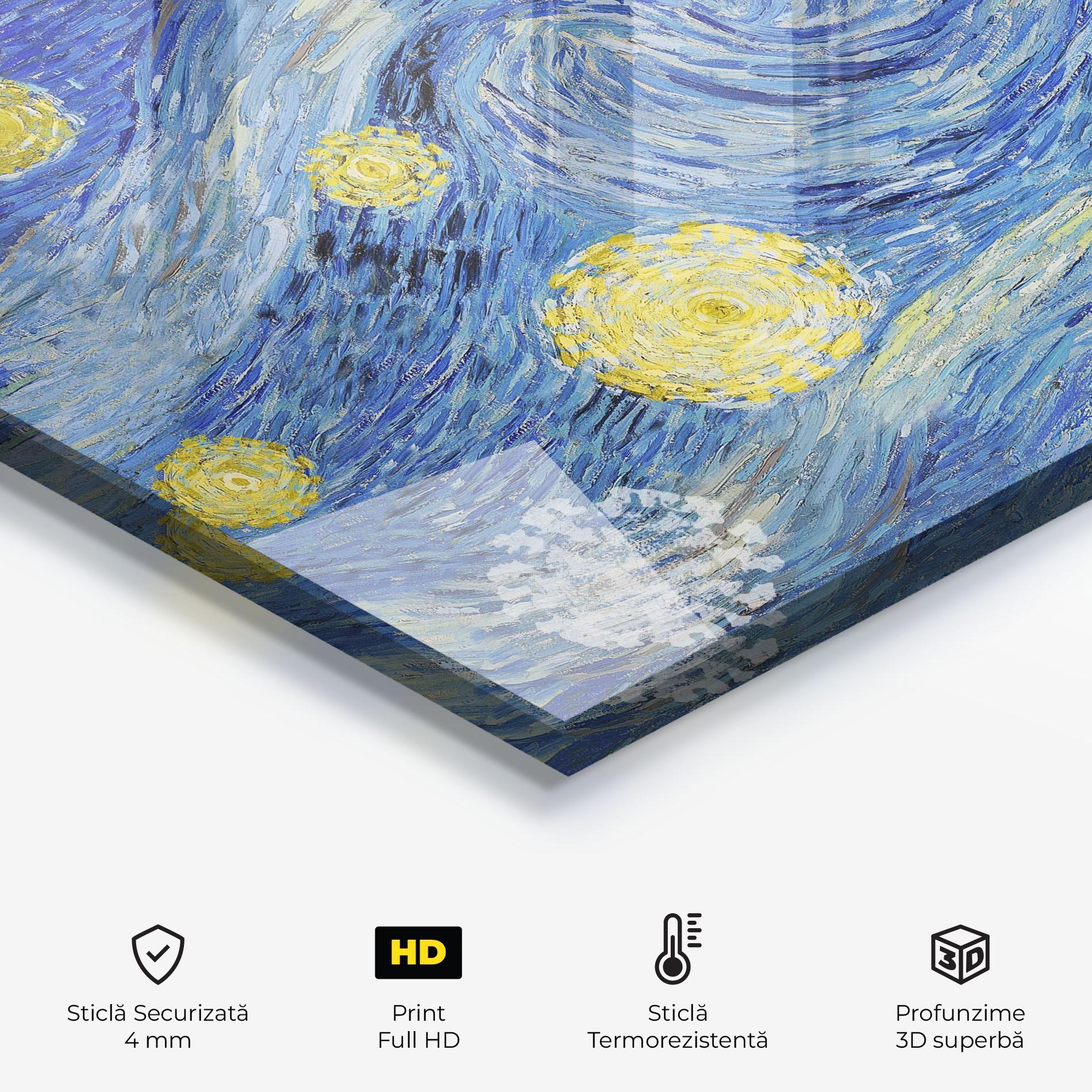 Panou Sticla Bucatarie Van Gogh Starry Night mockup 2