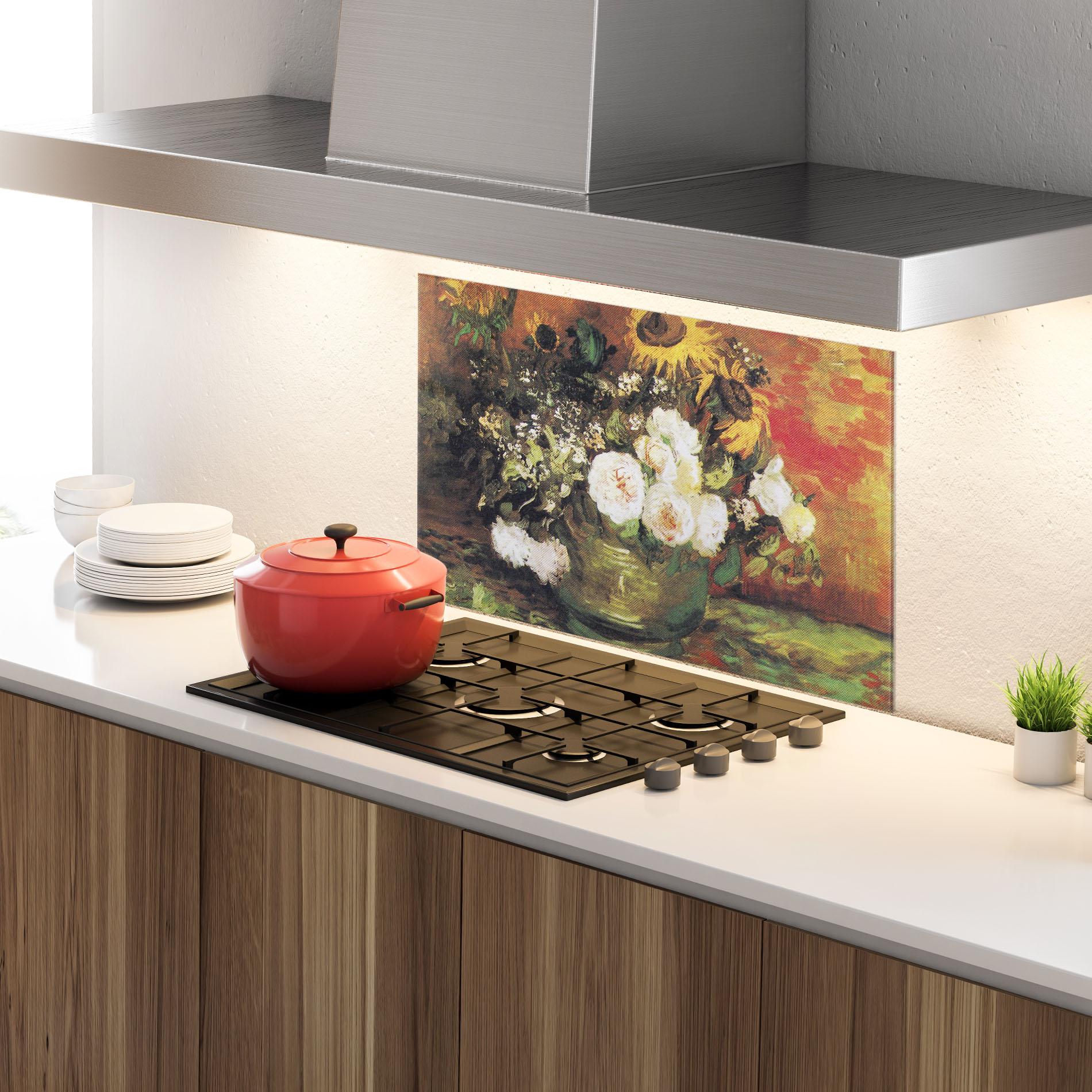 Panou Sticla Bucatarie Bowl With Sunflowers mockup 4