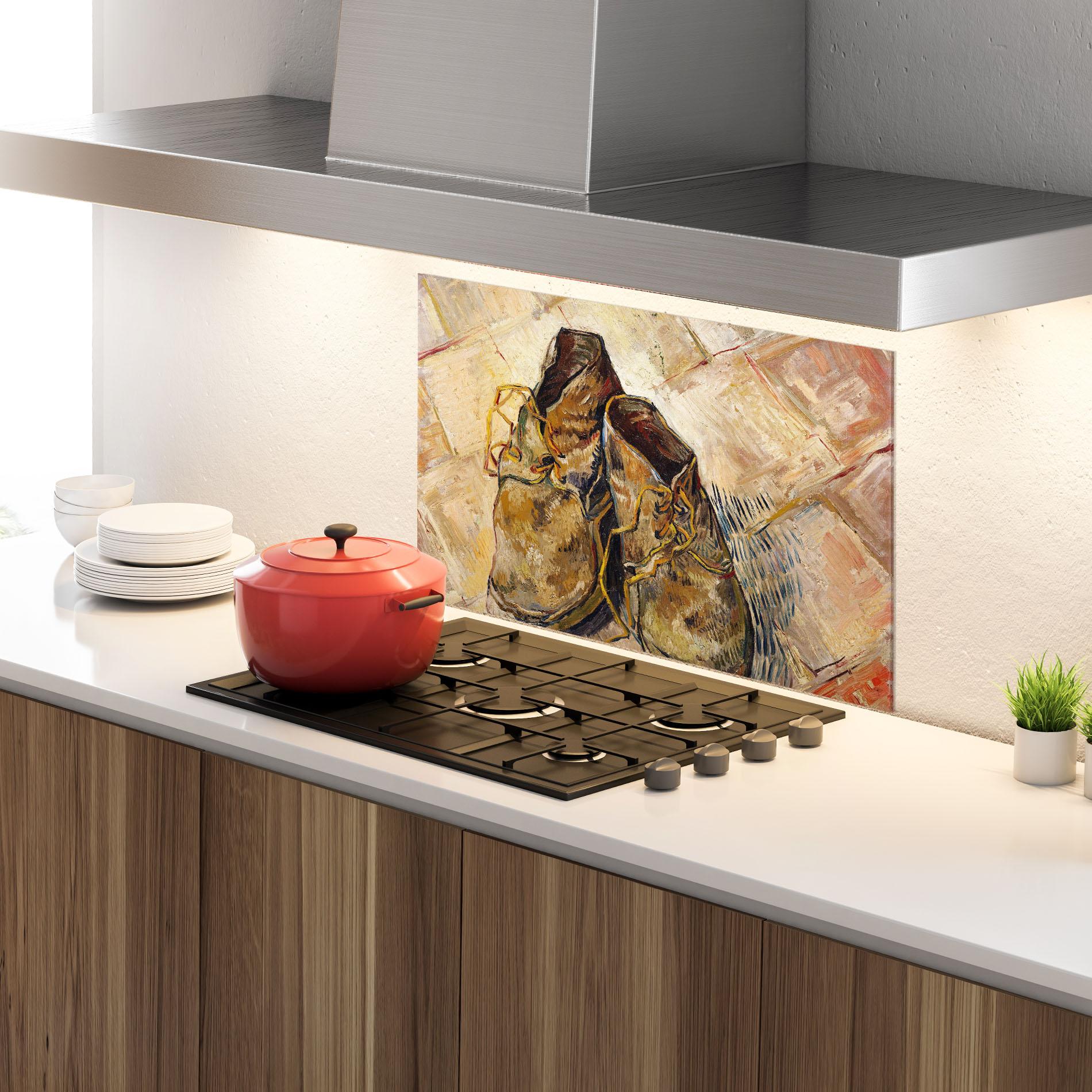 Panou Sticla Bucatarie Shoes Van Gogh mockup 4