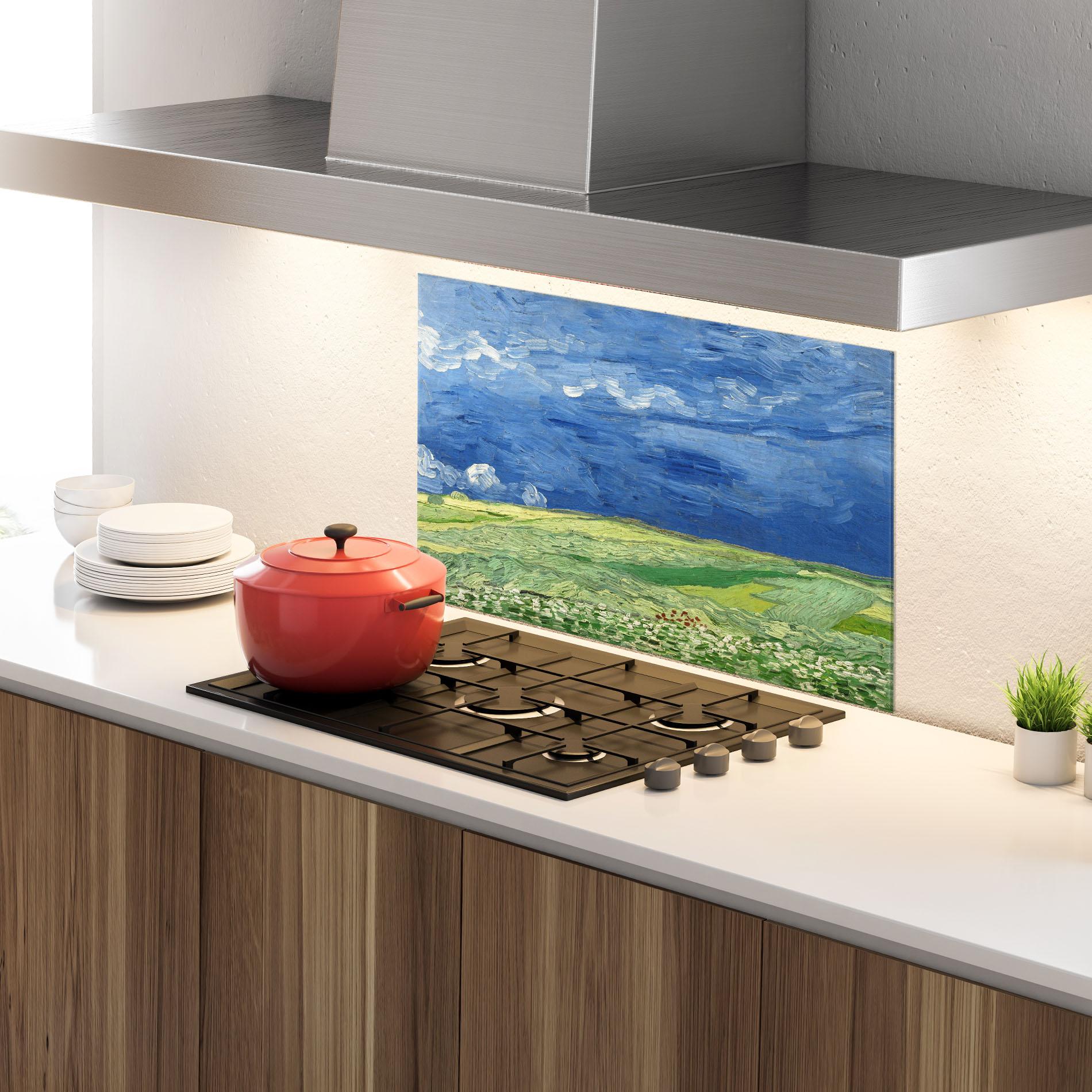 Panou Sticla Bucatarie Wheatfield Thunderclouds mockup 4