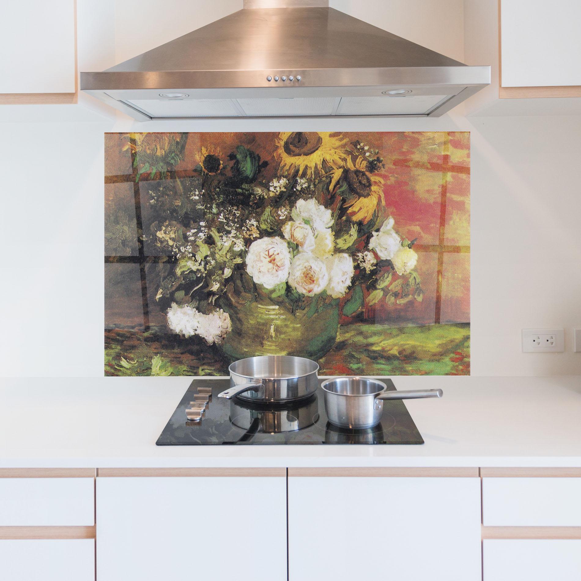 Panou Sticla Bucatarie Bowl With Sunflowers mockup 5