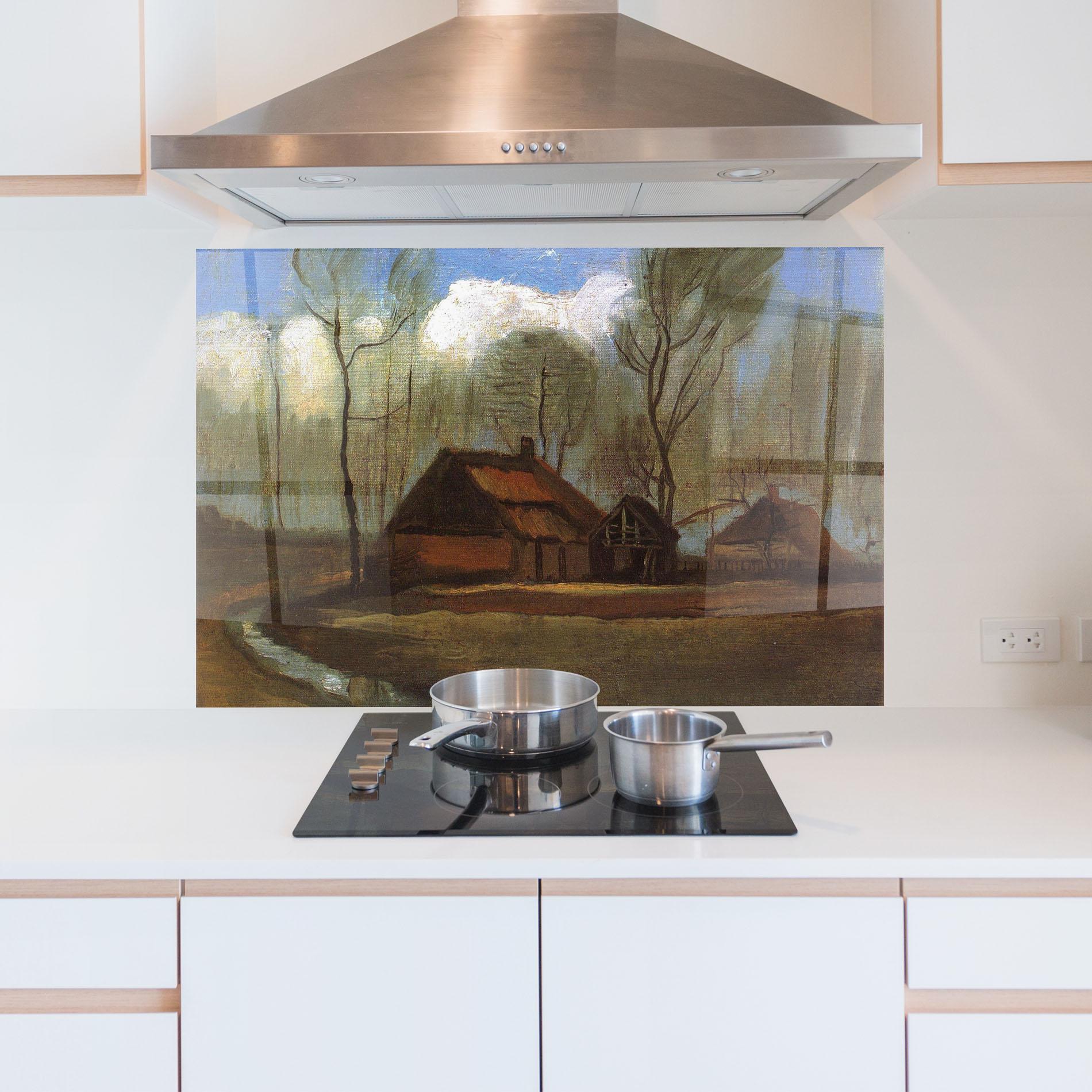 Panou Sticla Bucatarie Farmhouses Among Trees mockup 5