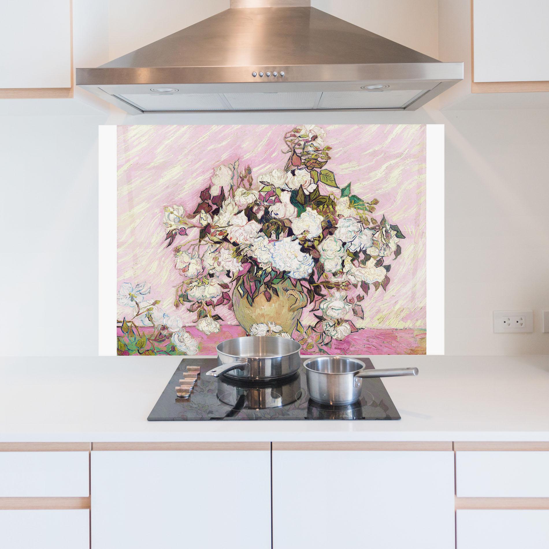 Panou Sticla Bucatarie Gogh Flower Painting mockup 5