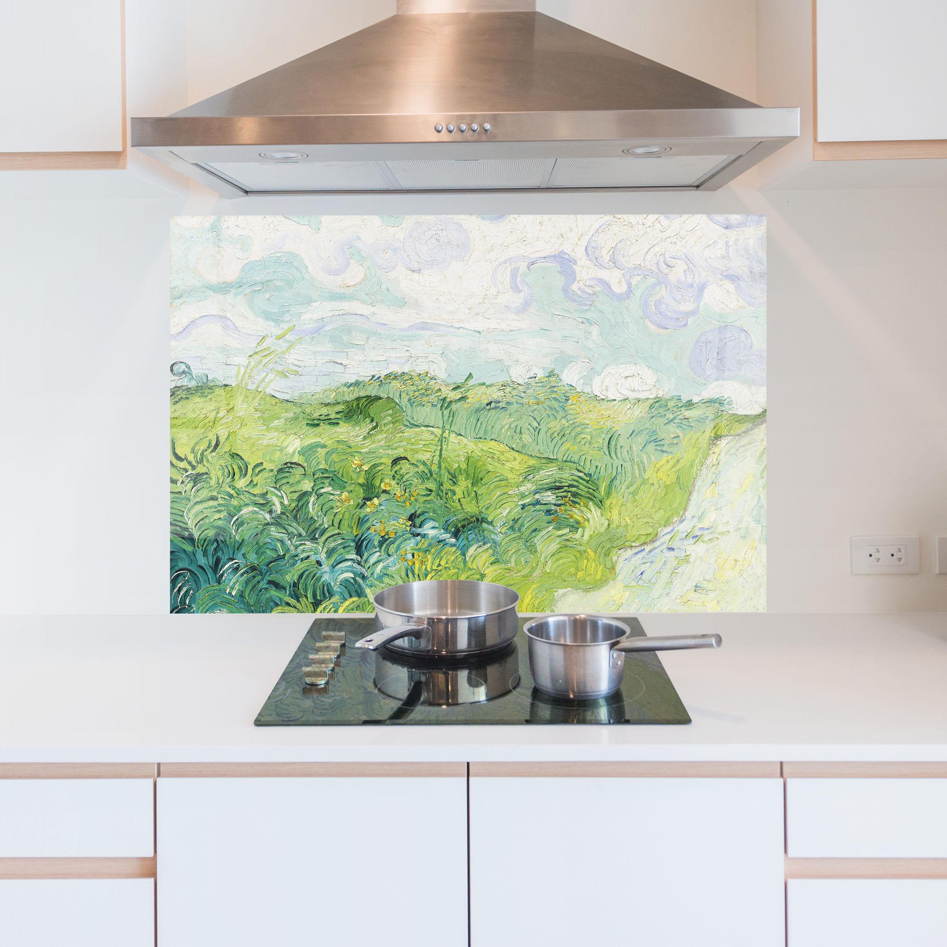 Panou Sticla Bucatarie Green Wheat Fields mockup 5