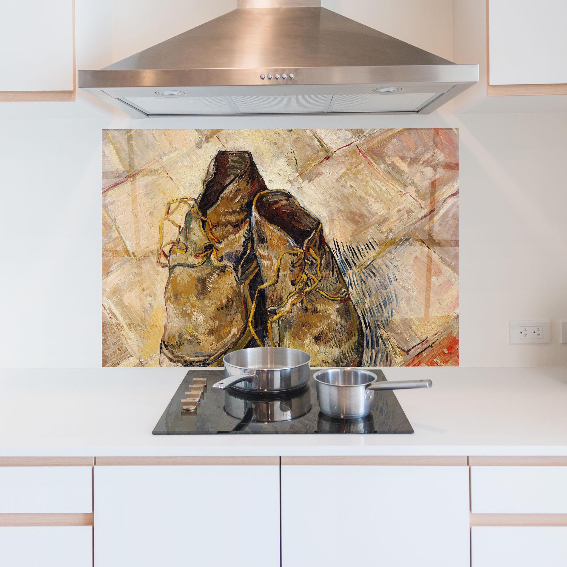 Panou Sticla Bucatarie Shoes Van Gogh mockup 5