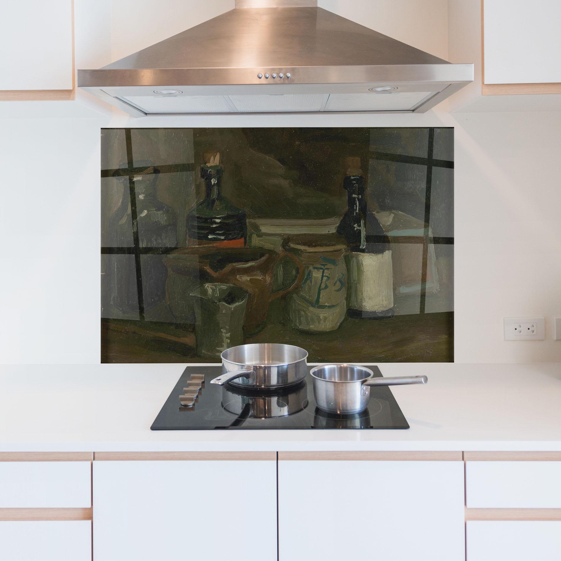 Panou Sticla Bucatarie Stilleven Met Flessen mockup 5