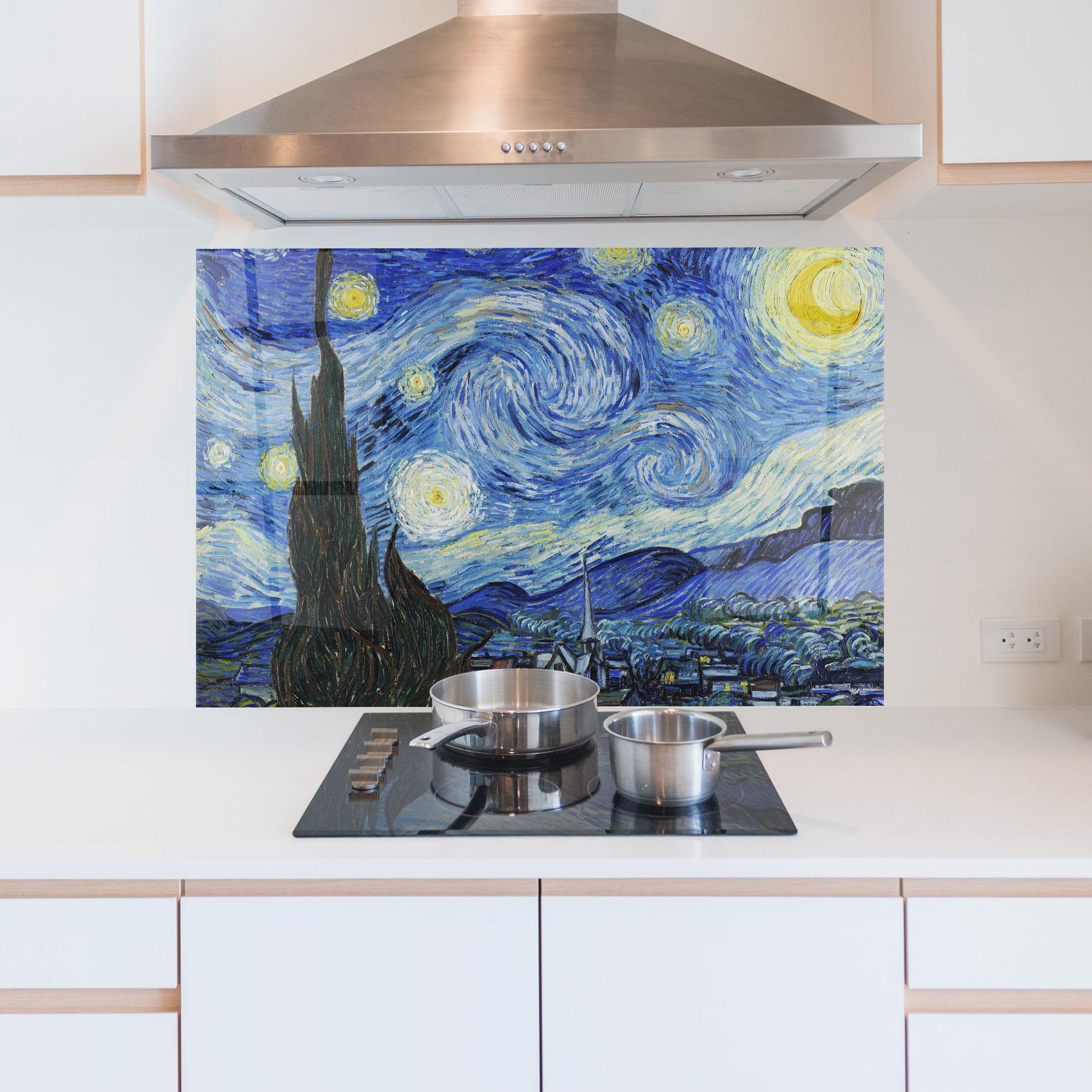 Panou Sticla Bucatarie The Starry Night mockup 5