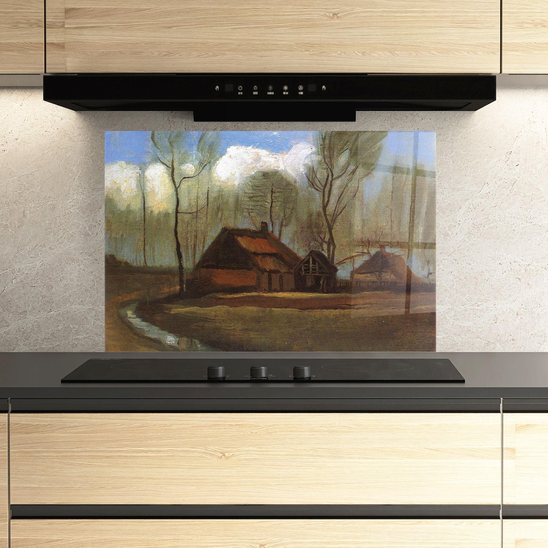 Panou Sticla Bucatarie Farmhouses Among Trees mockup 3