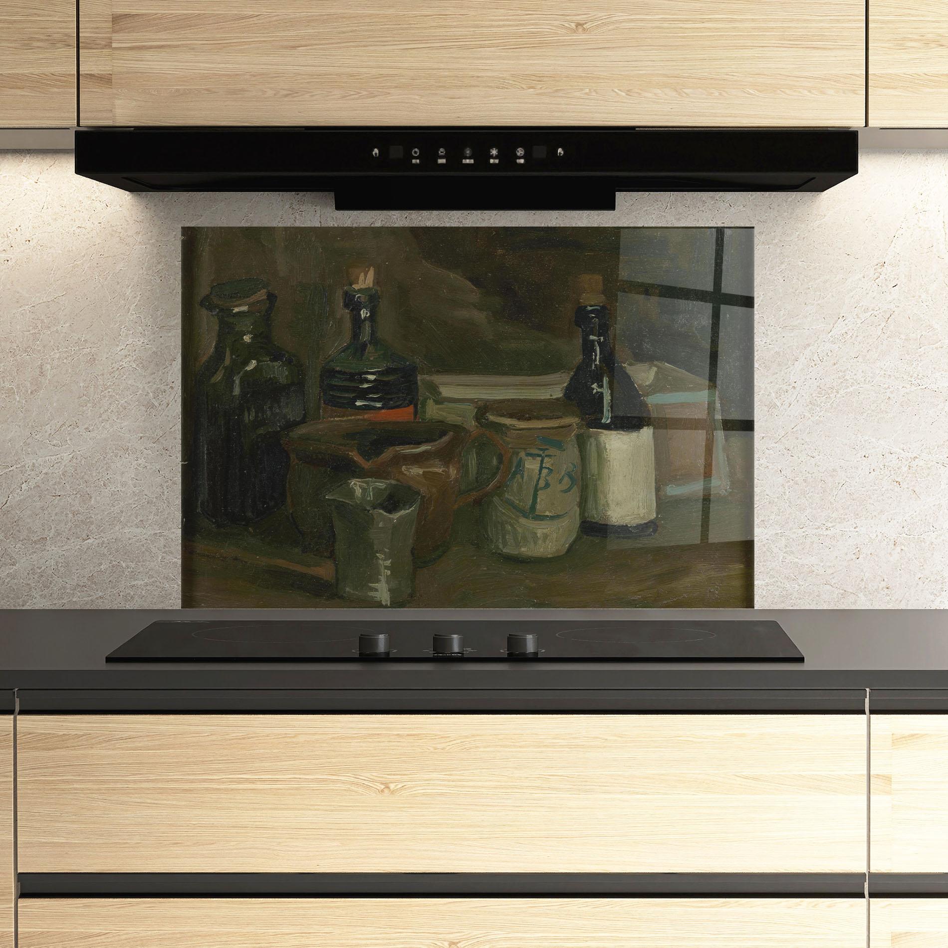 Panou Sticla Bucatarie Stilleven Met Flessen mockup 3