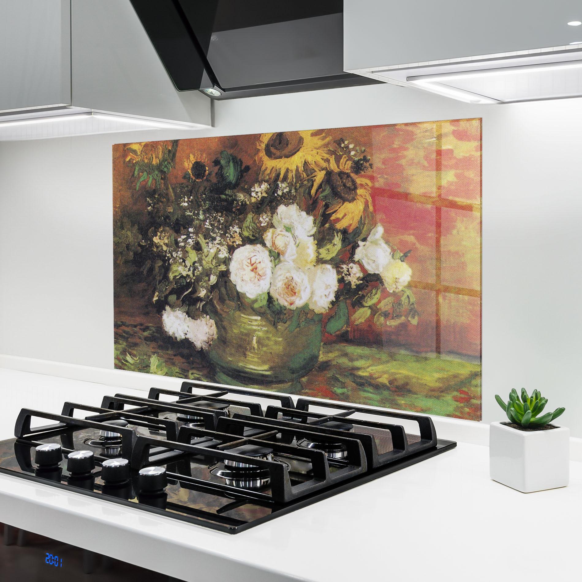 Panou Sticla Bucatarie Bowl With Sunflowers mockup 6