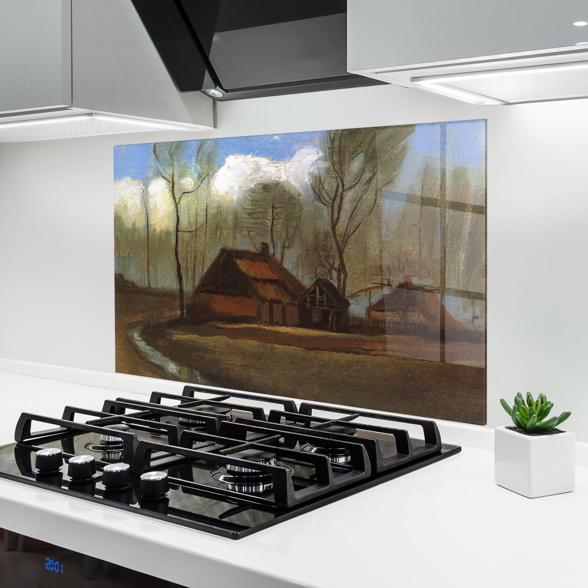 Panou Sticla Bucatarie Farmhouses Among Trees mockup 6