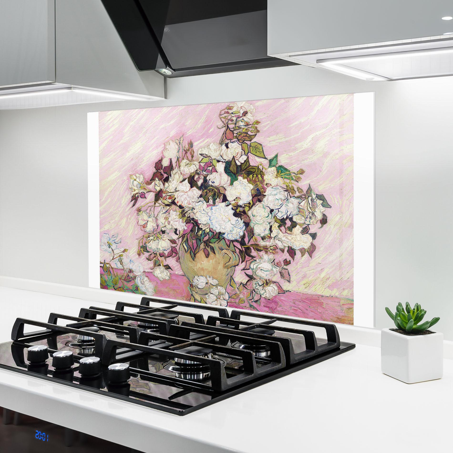Panou Sticla Bucatarie Gogh Flower Painting mockup 6