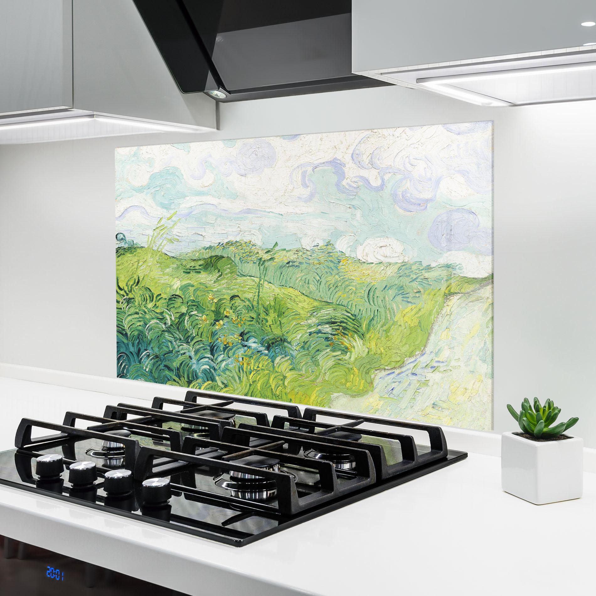 Panou Sticla Bucatarie Green Wheat Fields mockup 6