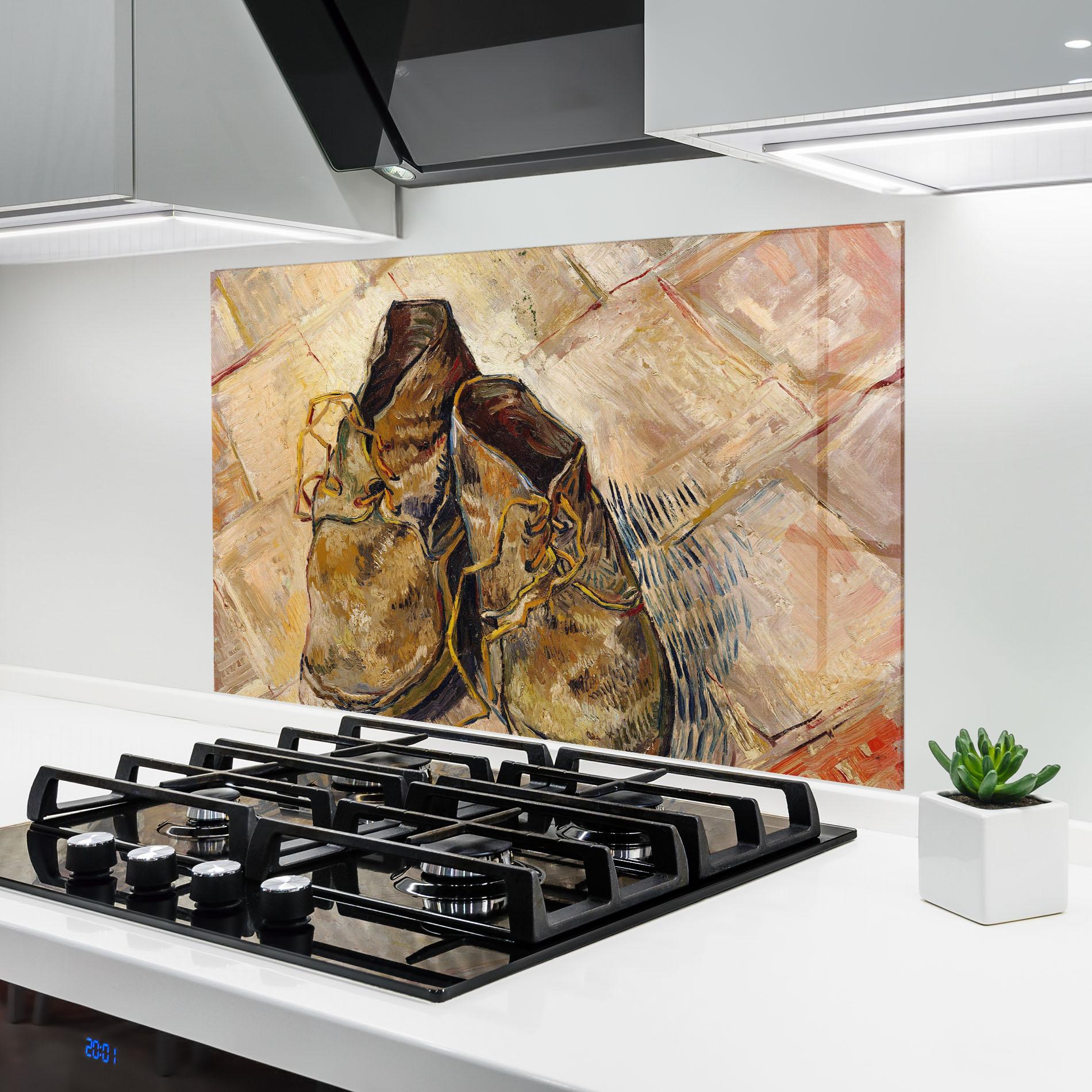 Panou Sticla Bucatarie Shoes Van Gogh mockup 6