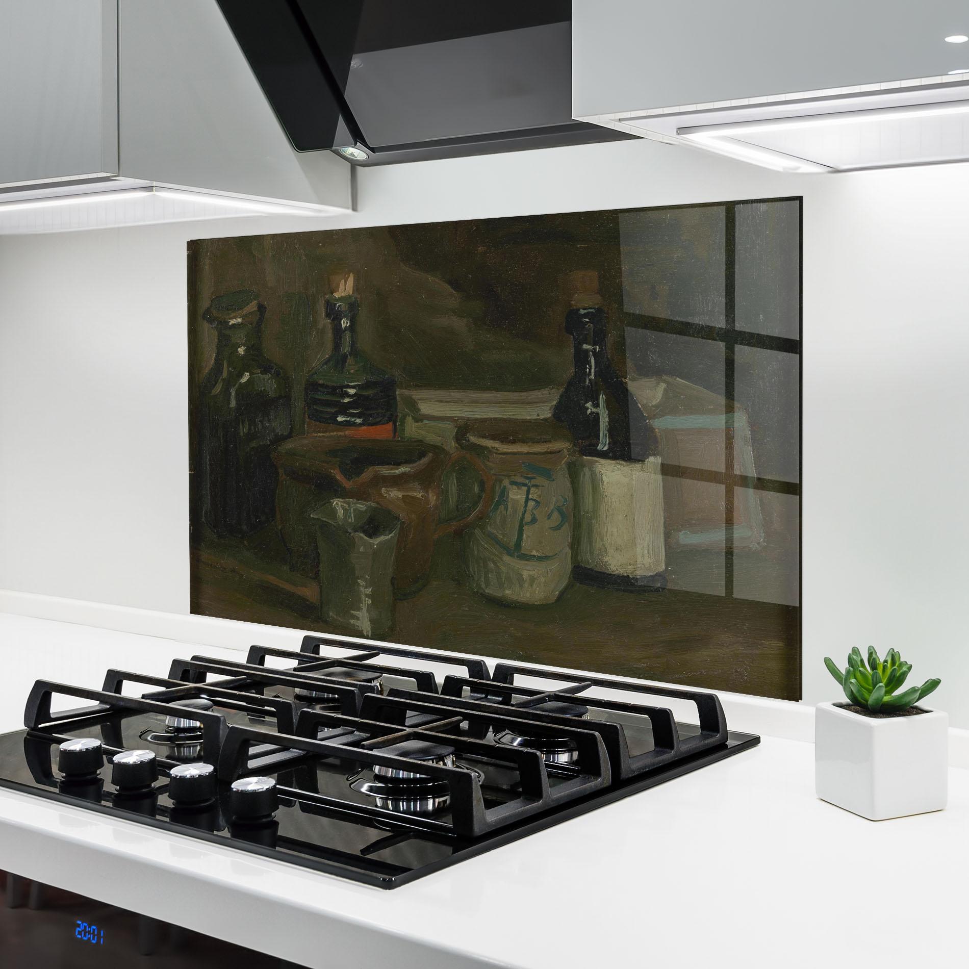 Panou Sticla Bucatarie Stilleven Met Flessen mockup 6