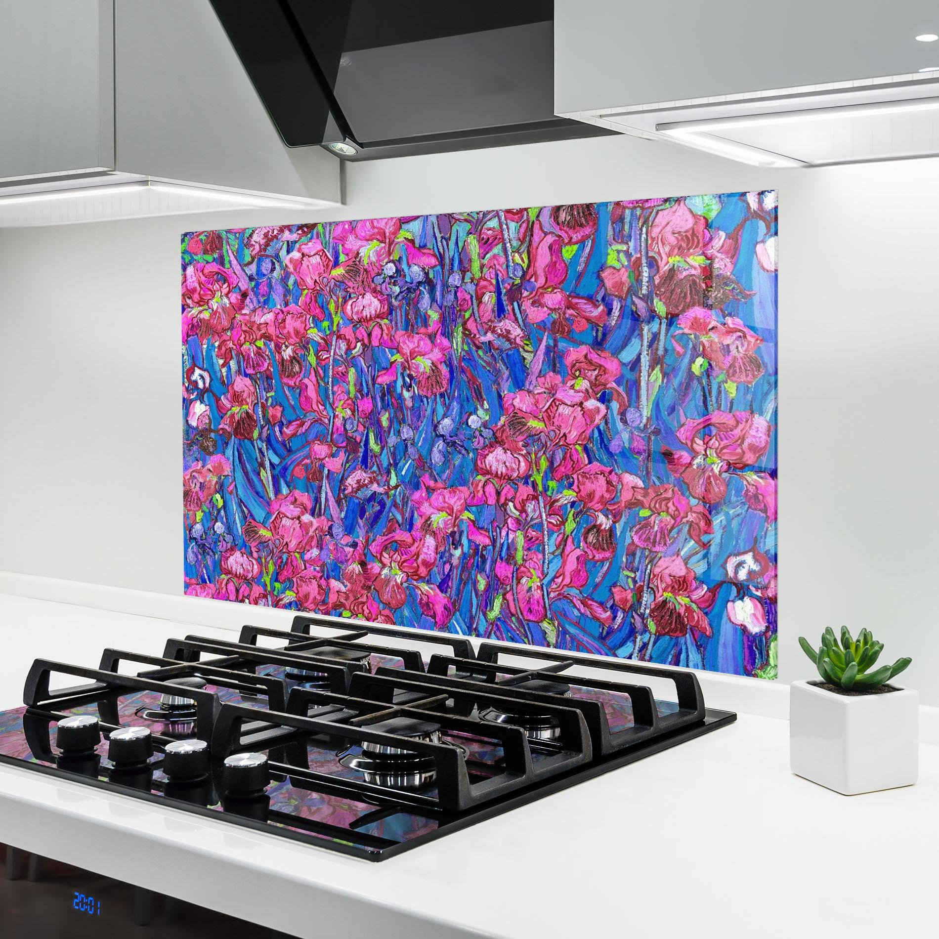Panou Sticla Bucatarie Van Gogh Irises mockup 6