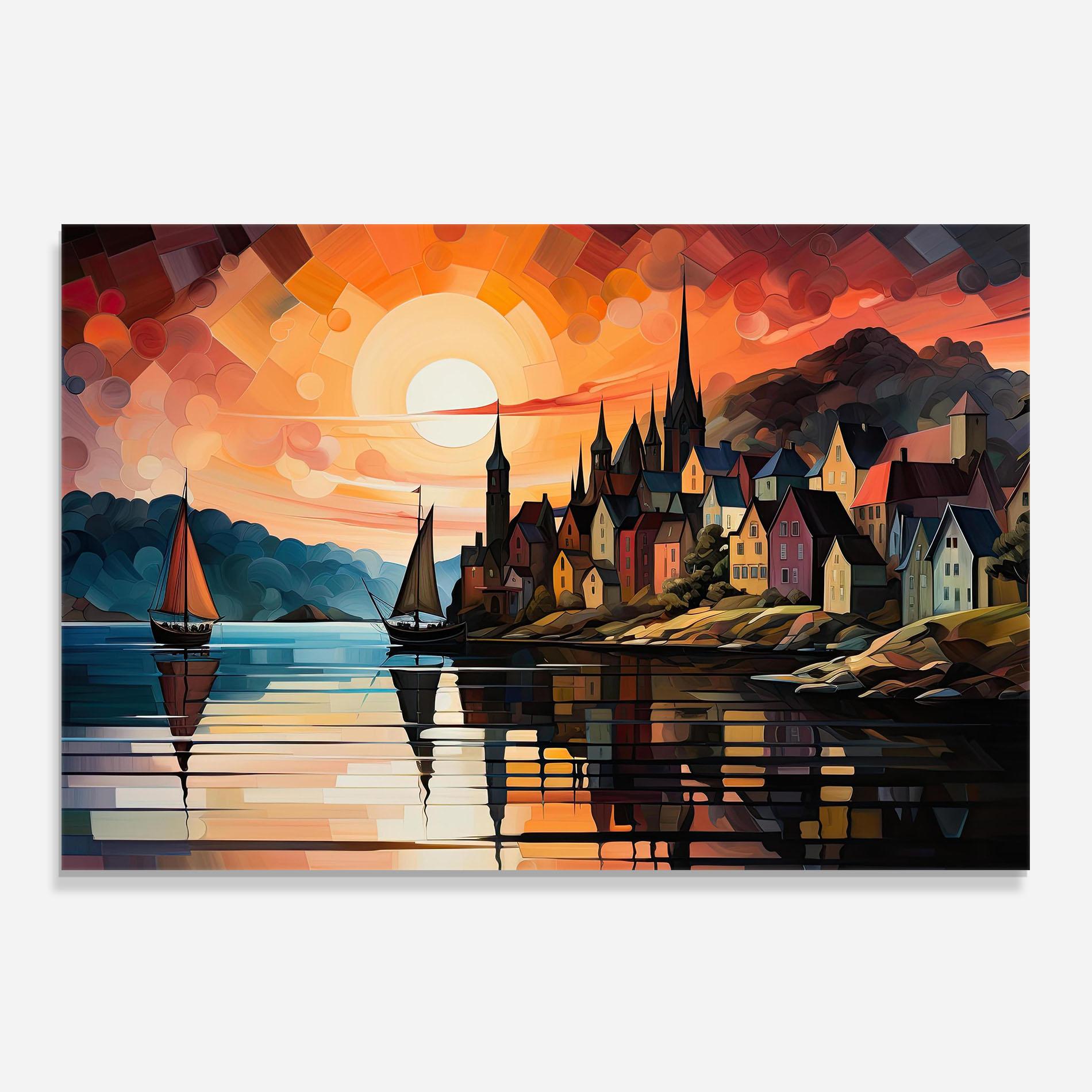 Panou Sticla Bucatarie Castle Painting mockup 0