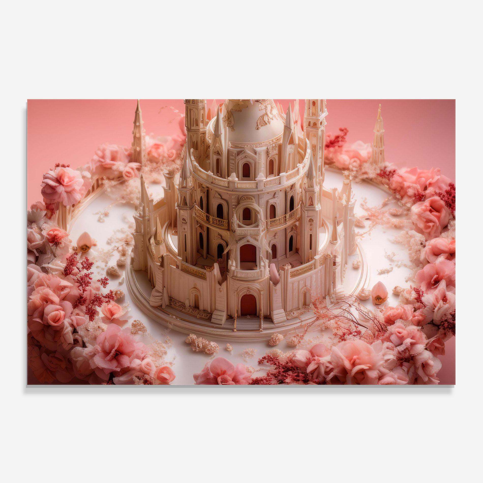 Panou Sticla Bucatarie Cream Castle Flower mockup 0