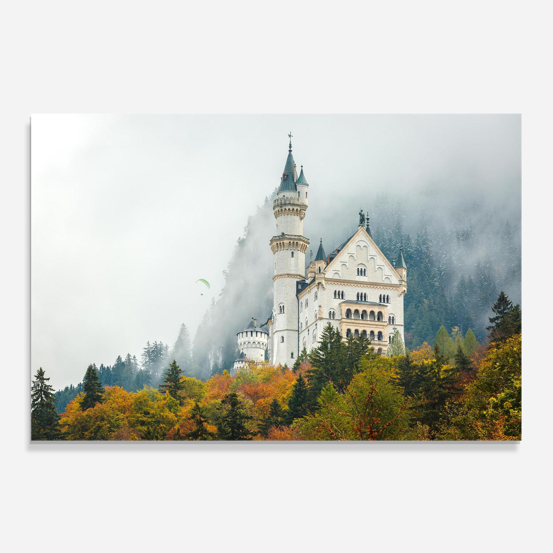 Panou Sticla Bucatarie Neuschwanstein Castle Foggy mockup 0