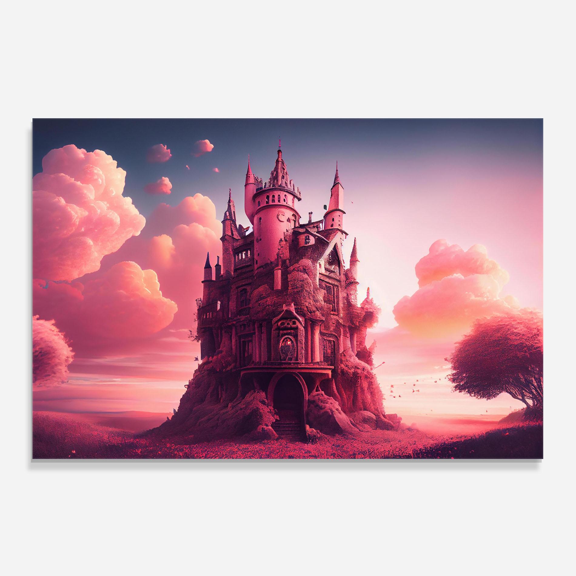 Panou Sticla Bucatarie Pink Cute Castle mockup 0