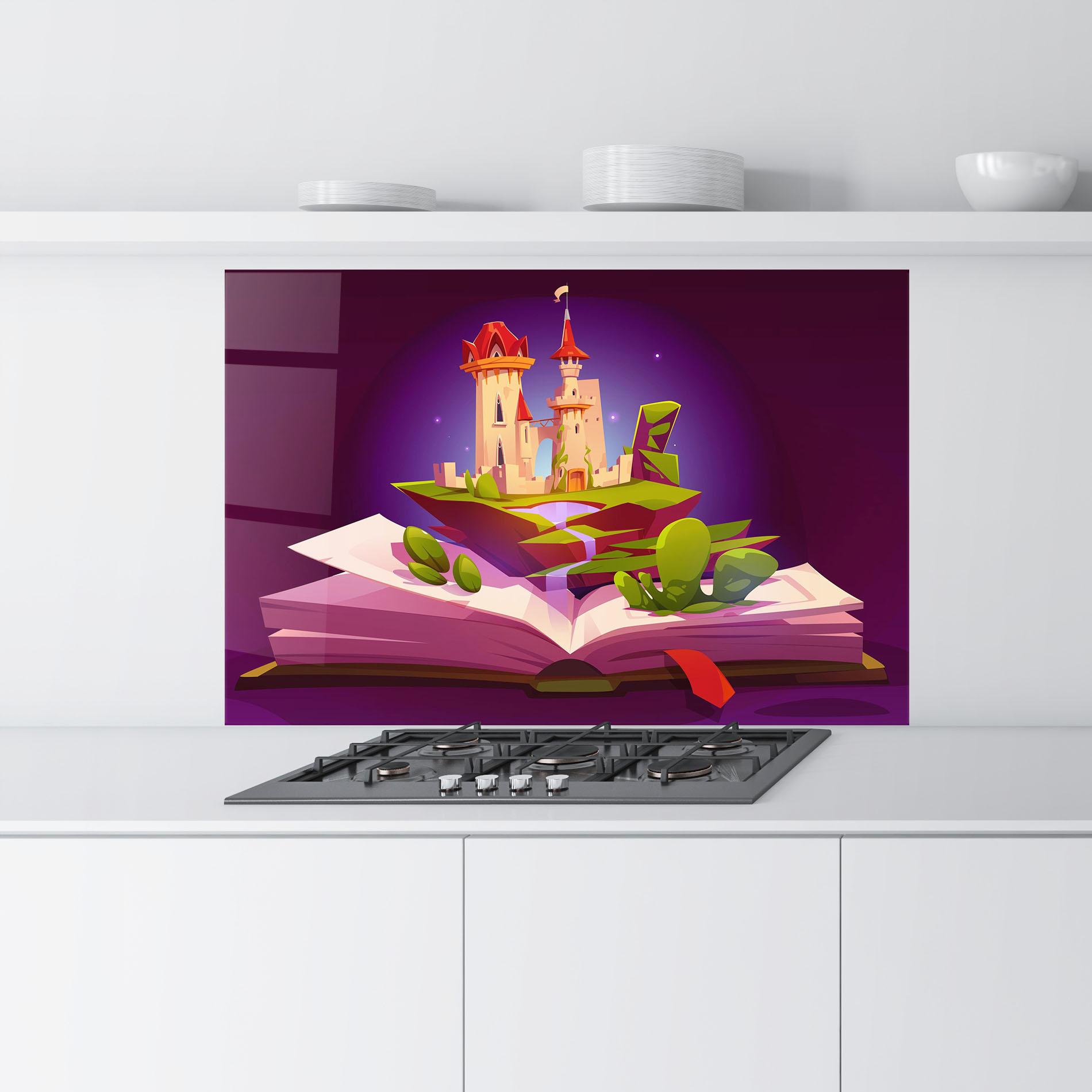 Panou Sticla Bucatarie Book Castle mockup 9