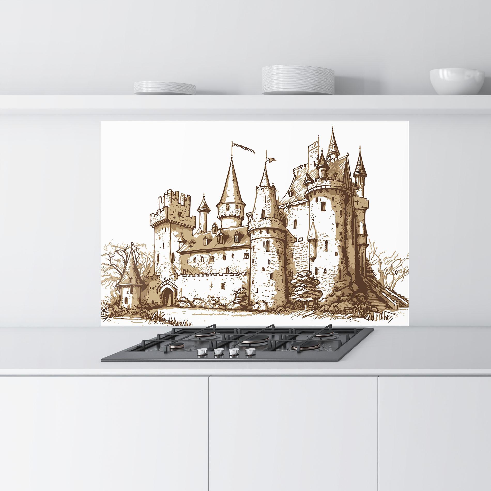 Panou Sticla Bucatarie Brown Line Castle mockup 9